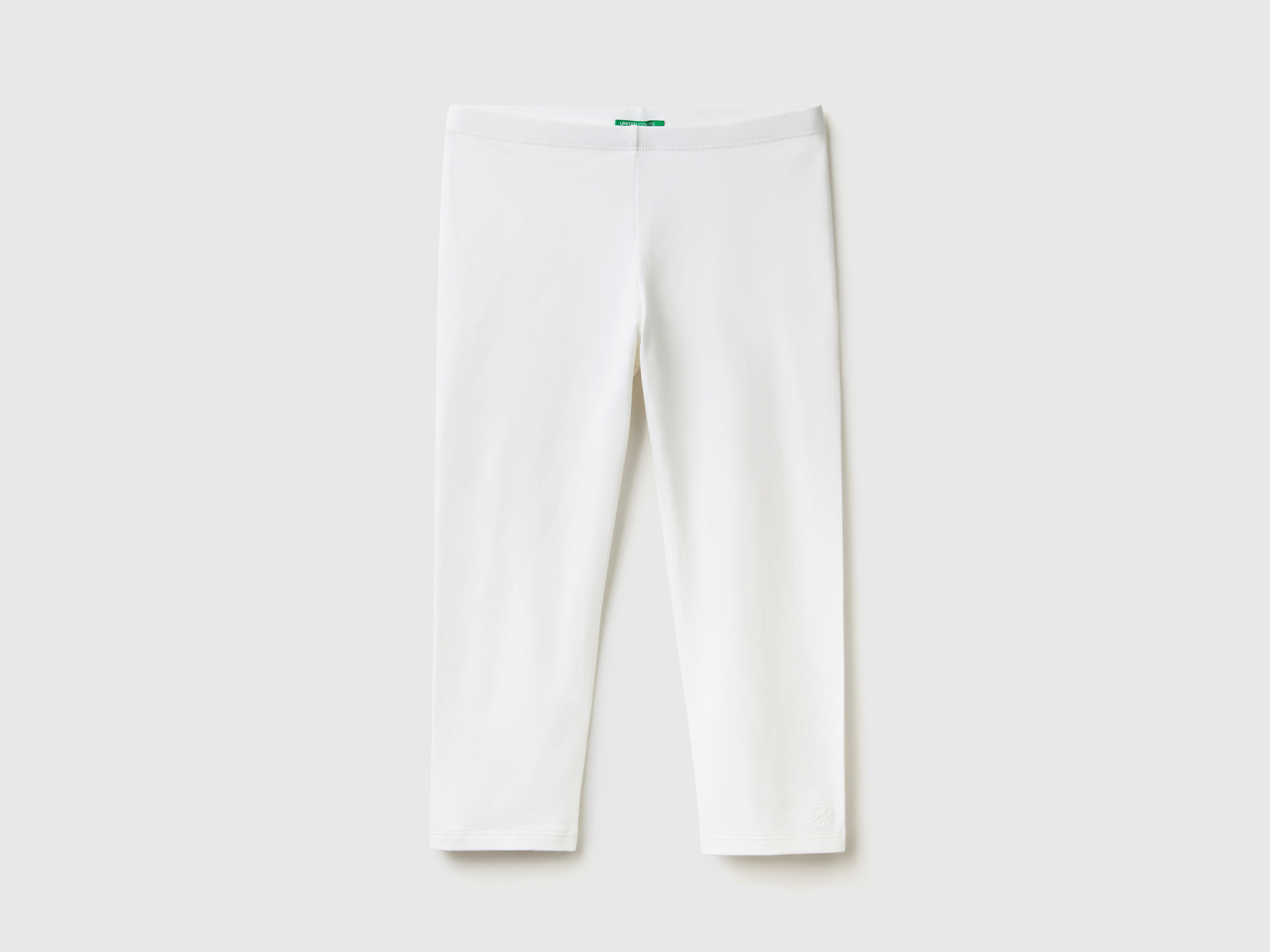 Benetton, 3/4 Leggings In Stretch Cotton, size 3XL, White, Kids