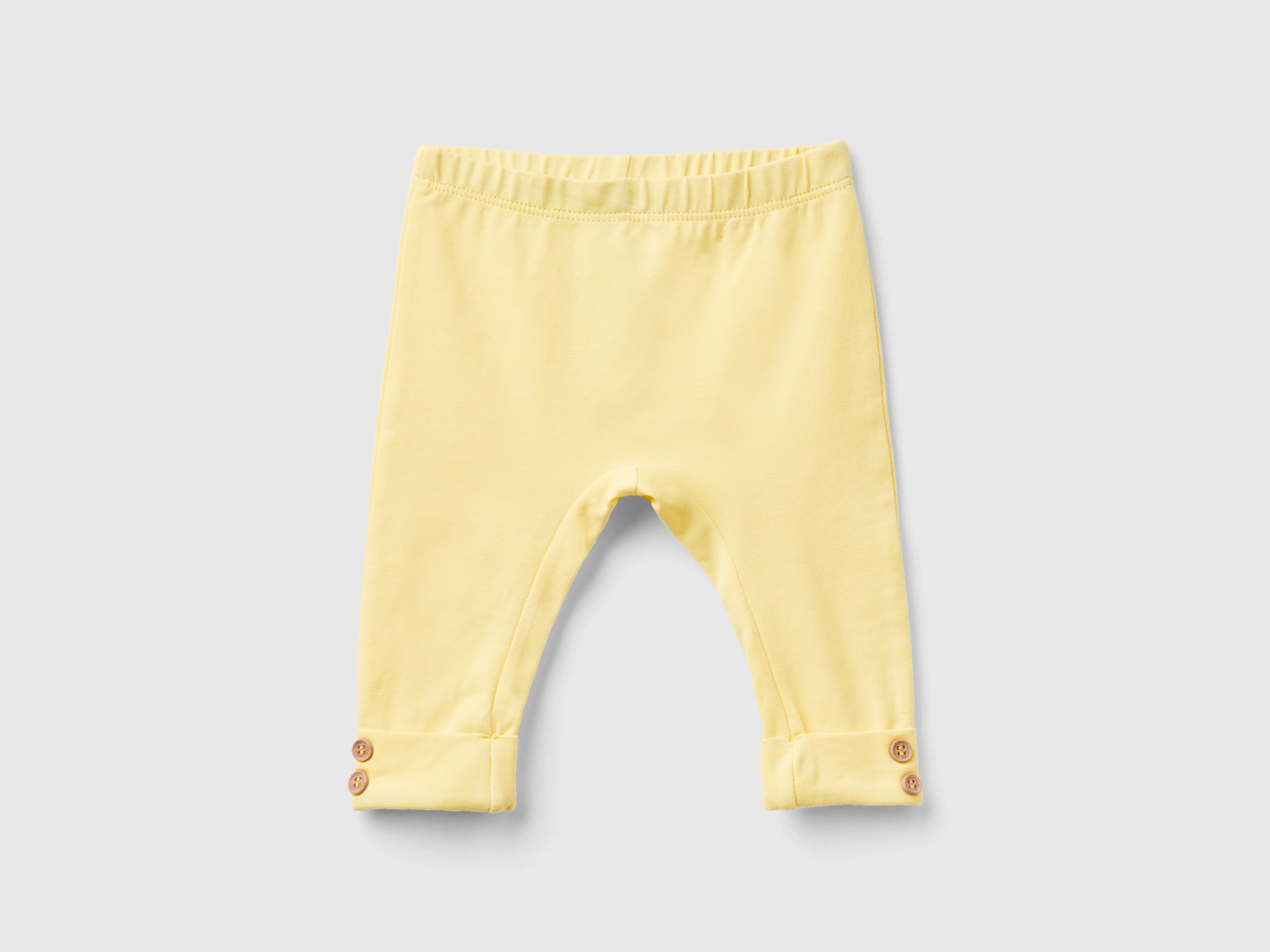 Benetton, Stretch Cotton Leggings, size 9-12, Yellow, Kids