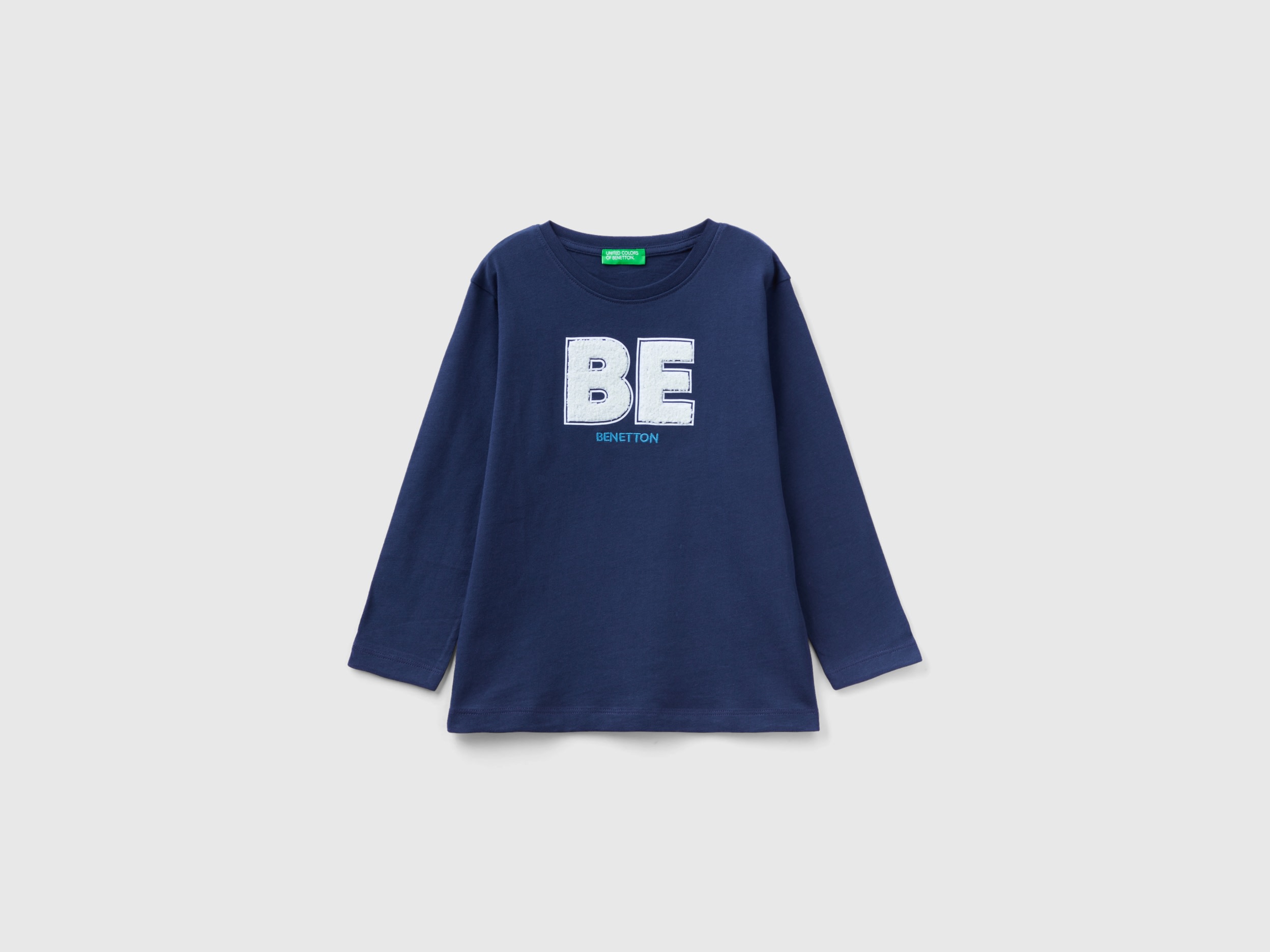 Benetton, T-shirt With Terry Embroidery, size 5-6, Dark Blue, Kids