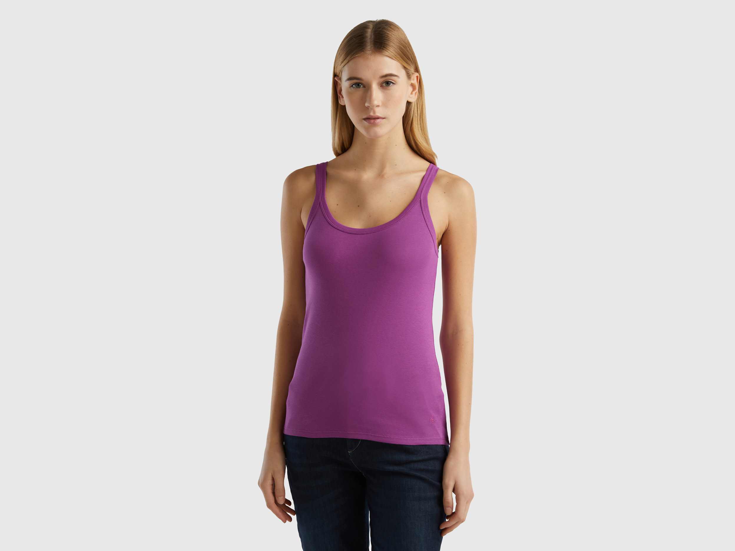 Benetton, Purple Tank Top In Pure Cotton, size XXS, Violet, Women