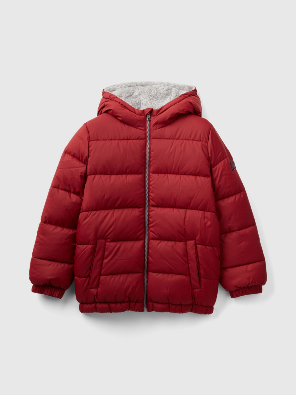 Benetton, Padded Jacket With Teddy Interior, Red, Kids