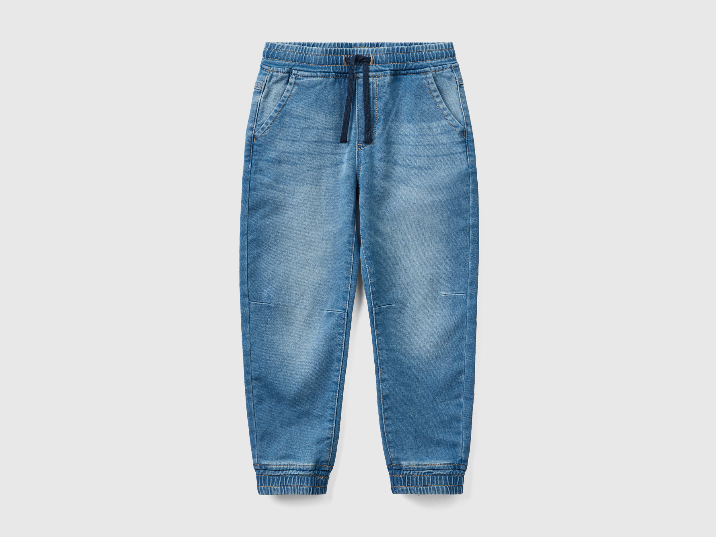 Benetton, Joggers In Felpa Elasticizzata, Blu Chiaro, Bambini