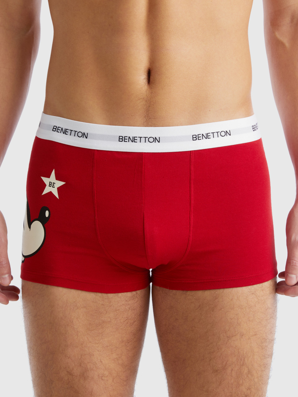 Benetton, Mickey Boxers In Stretch Cotton, Red, Men