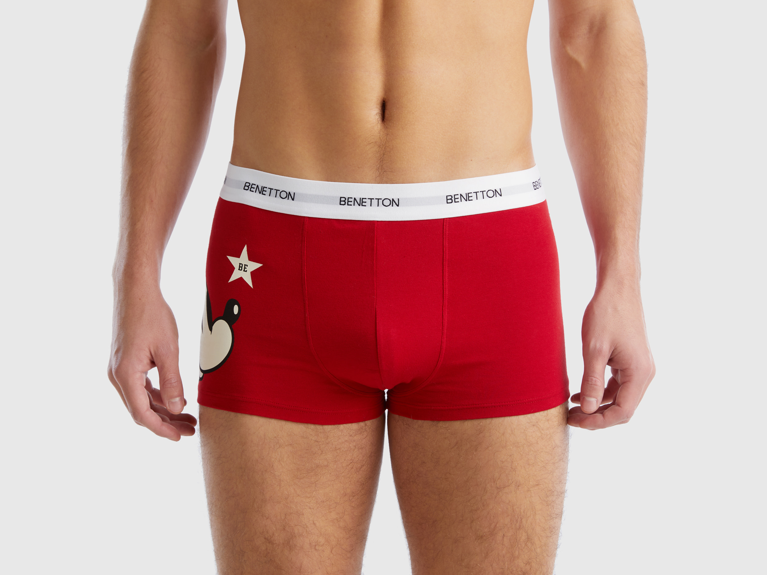 Benetton, Mickey Boxers In Stretch Cotton, size L, Red, Men