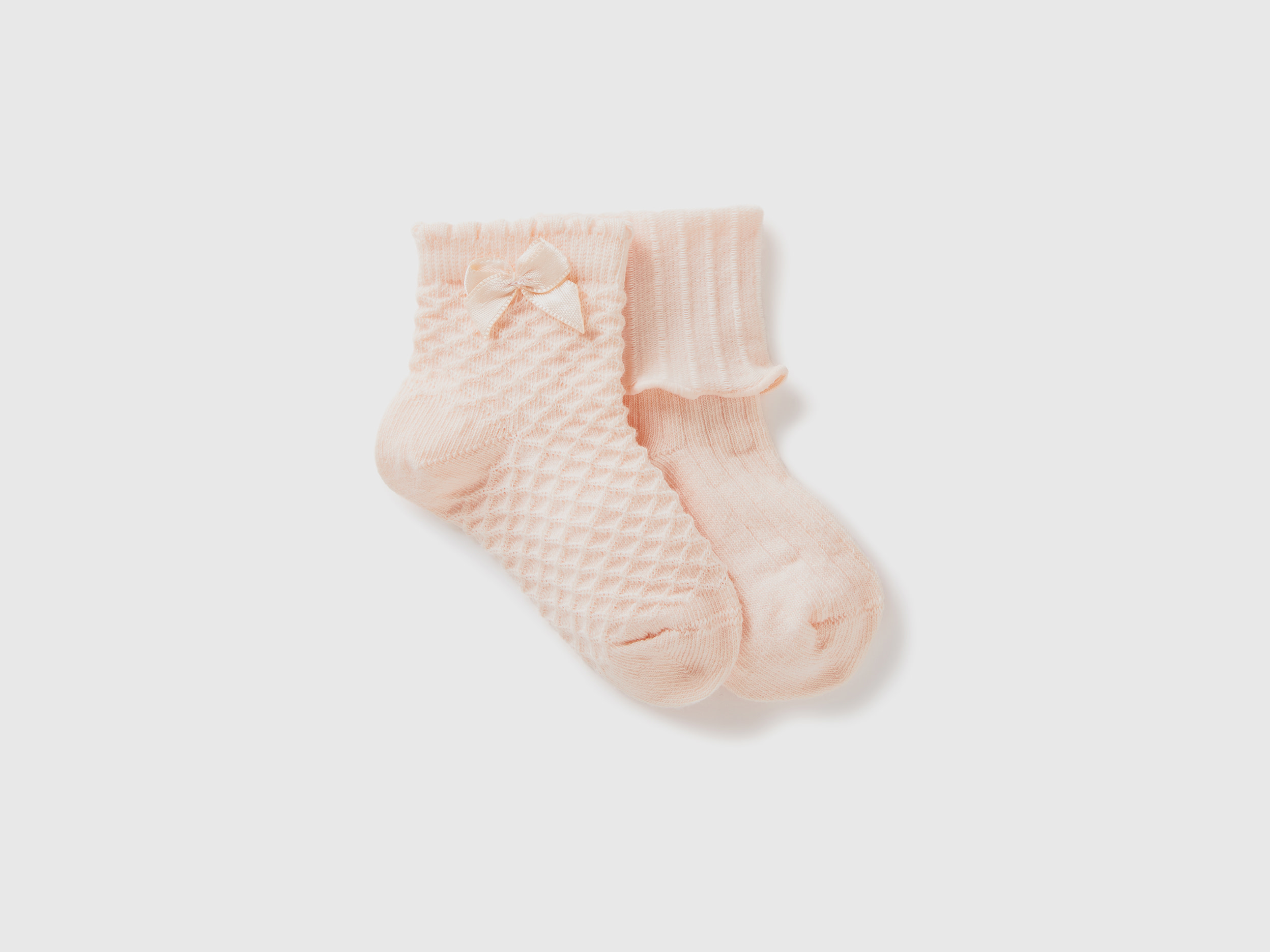 Image of Benetton, Socks Set In Organic Cotton Blend, size 74, Peach, Kids