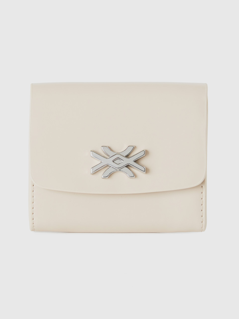 Benetton, Small Wallet In Imitation Leather, Creamy White, Women