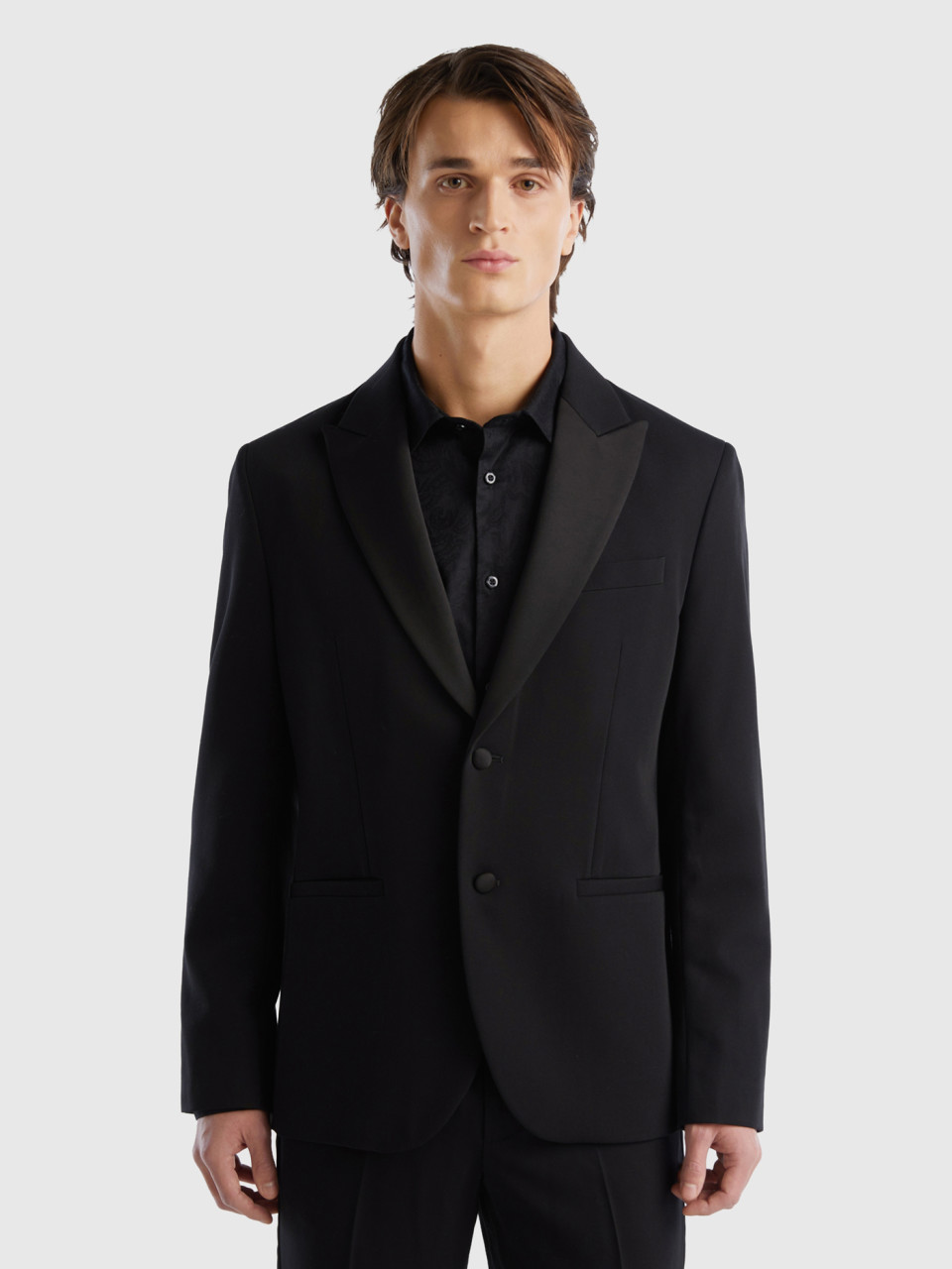 Benetton, Elegant Slim Fit Jacket, Black, Men