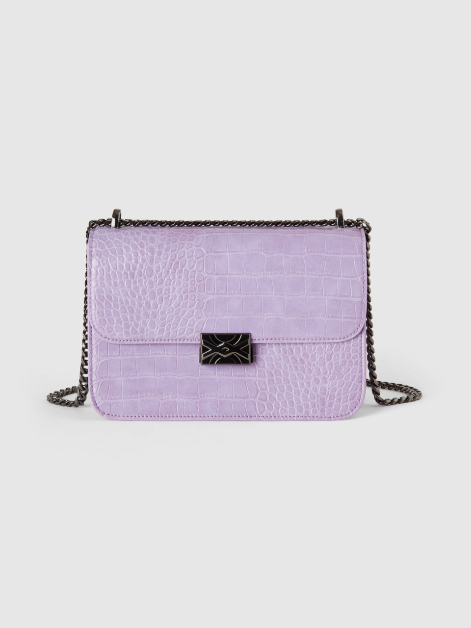 Benetton, Large Lilac Be Bag With Crocodile Print, Lilac, Women