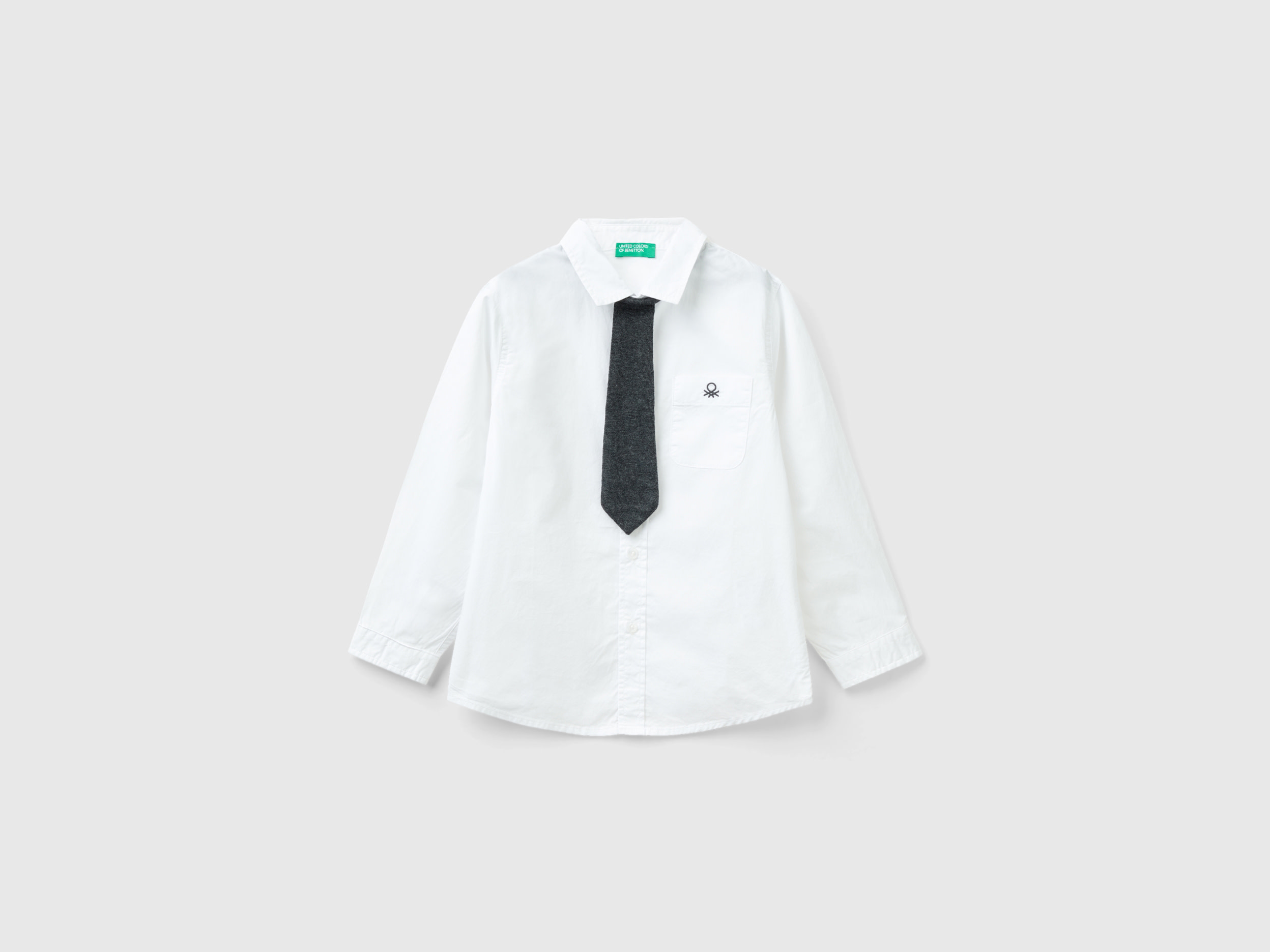 Benetton, Shirt With Detachable Tie, size 5-6, White, Kids