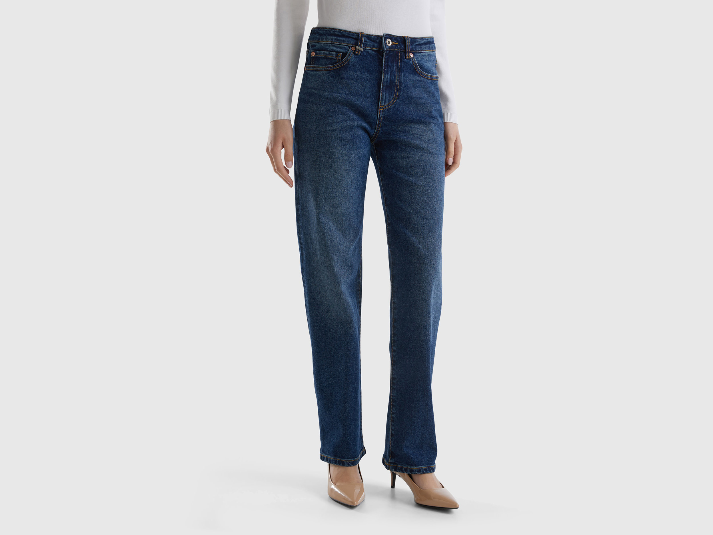 Benetton, Straight Leg Jeans, size 36, Blue, Women