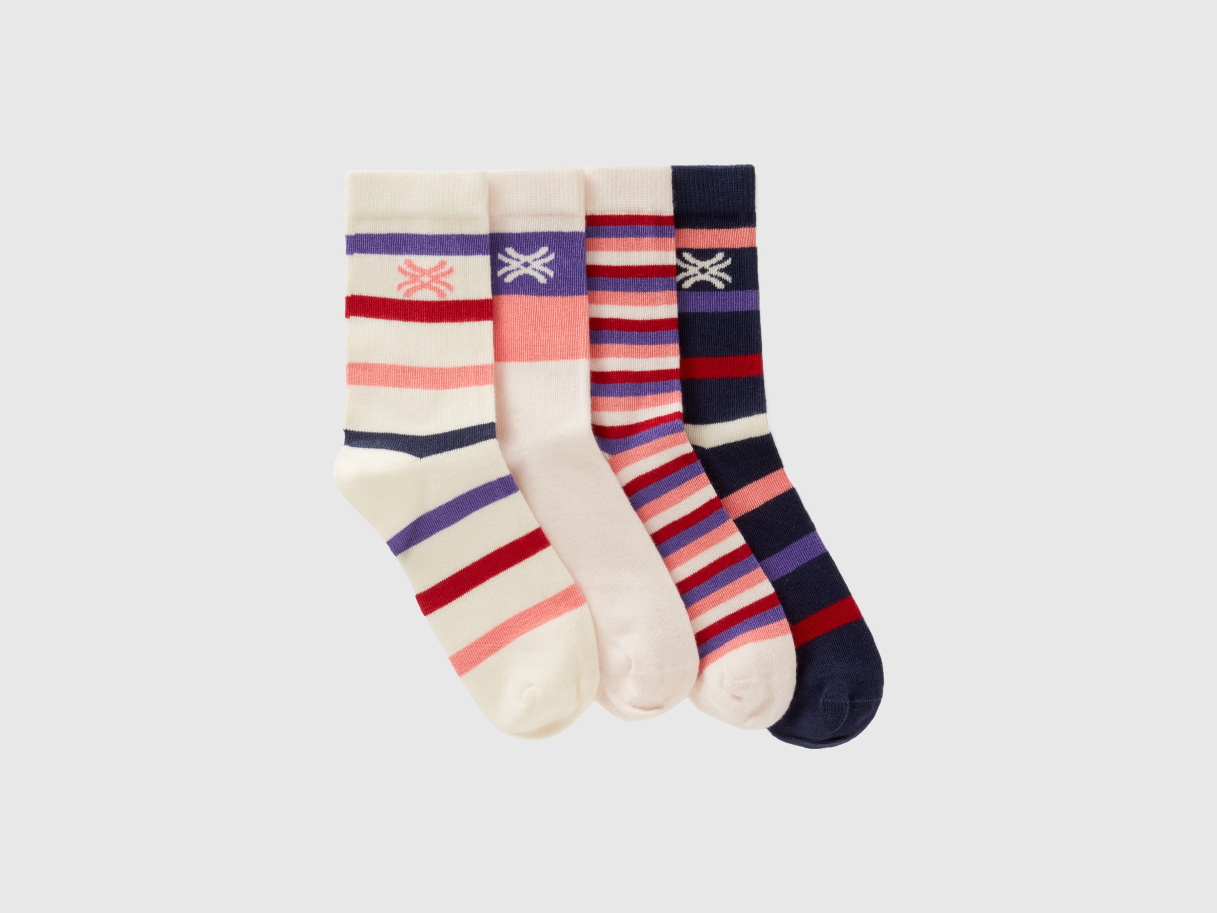 Benetton, Set Of Striped Jacquard Socks, size 5-8, Multi-color, Kids