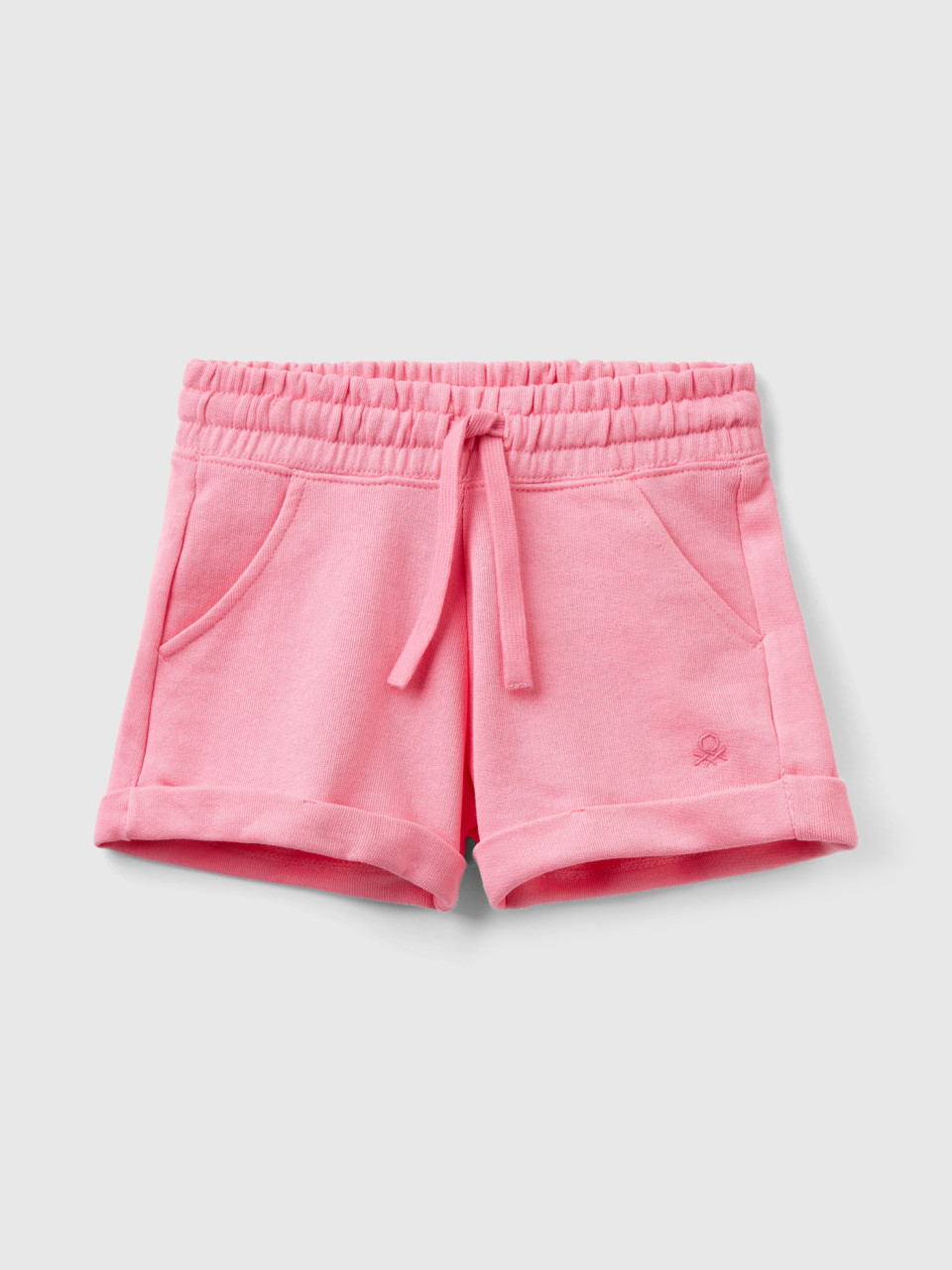 Benetton, 100% Cotton Sweat Shorts, Pink, Kids