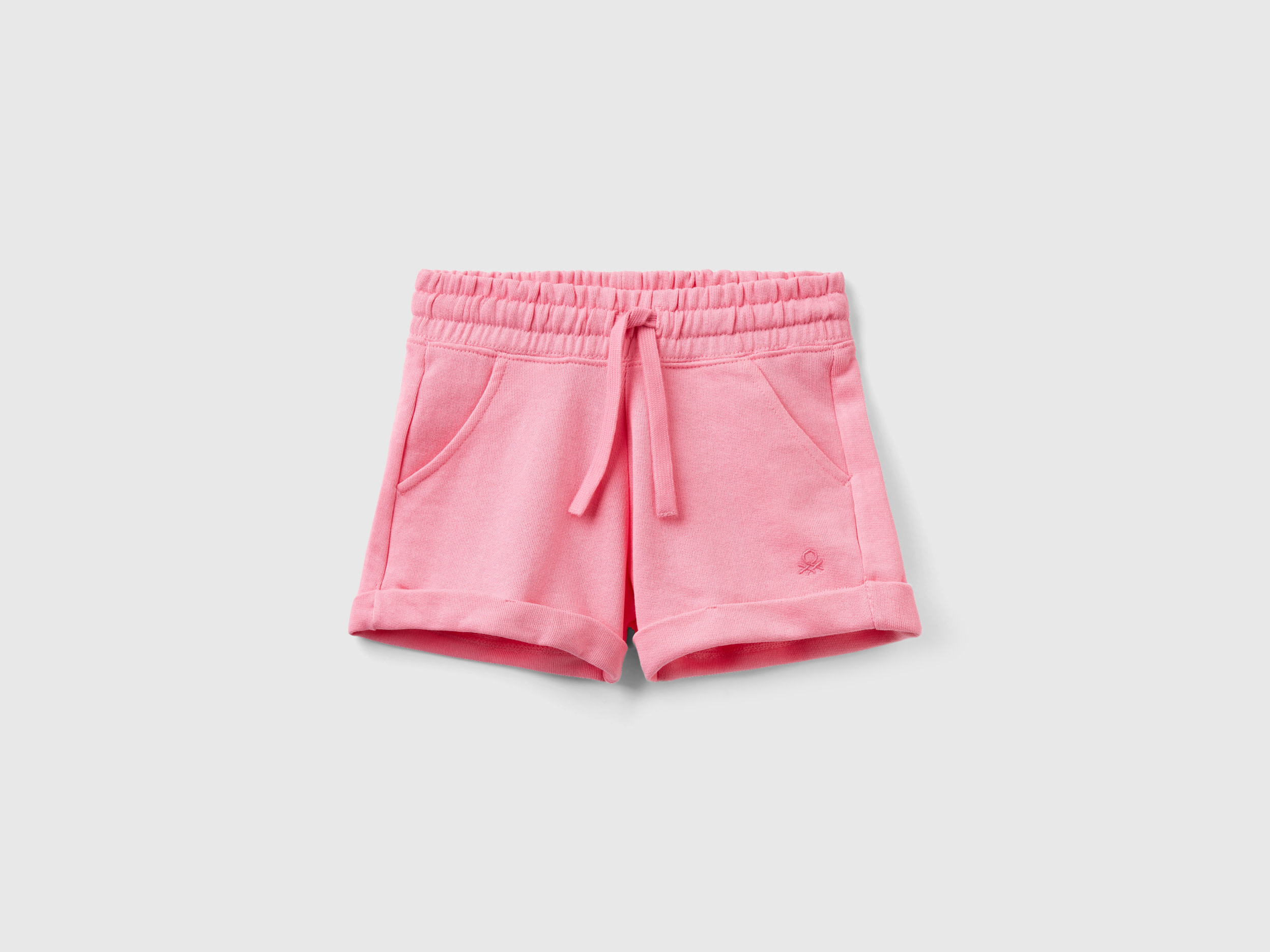 Benetton, Shorts In Felpa 100% Cotone, Rosa, Bambini