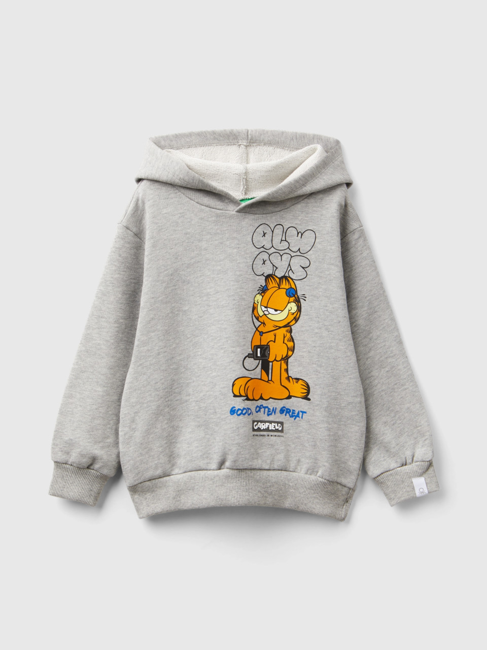 Benetton, Sweatshirt Garfield ©2024 Von Paws, größe 104, Hellgrau