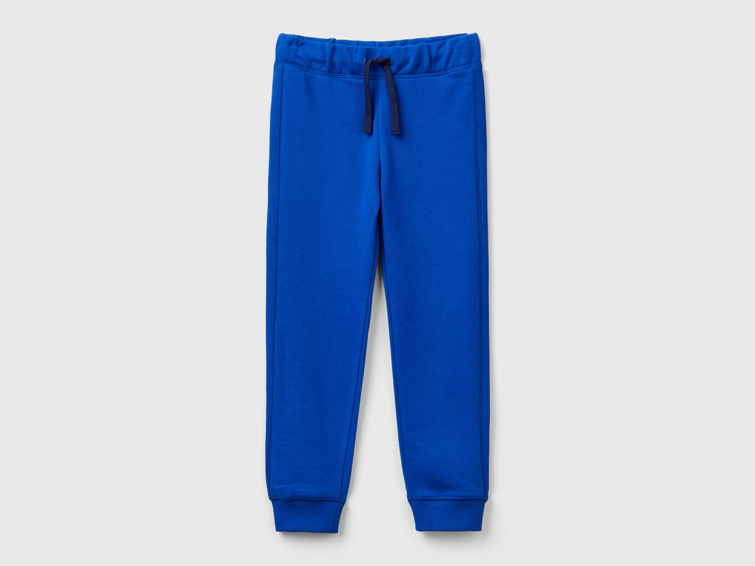 Benetton, Pantaloni In Felpa 100% Cotone, Bluette, Bambini