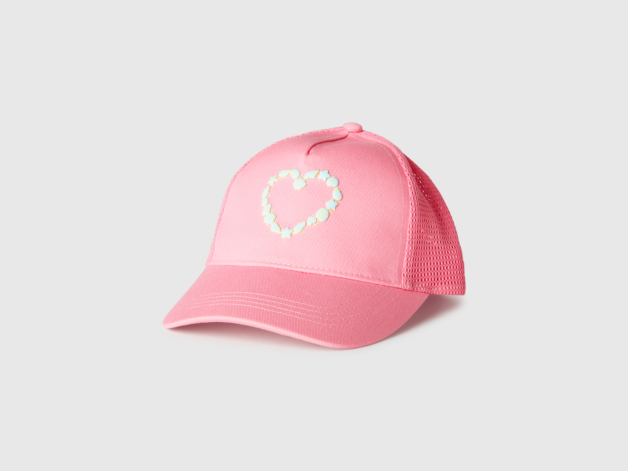 Benetton, Baseball Hat In Cotton And Mesh, size 2-3, Pink, Kids