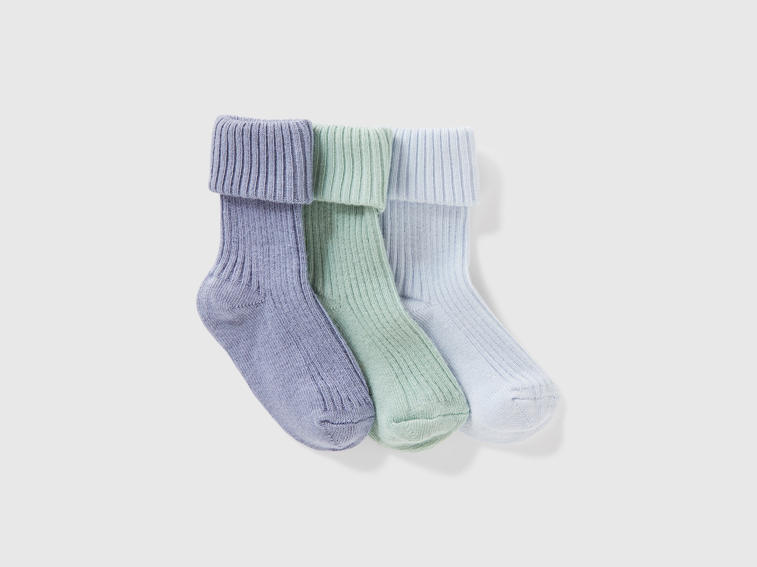 Benetton, Three Pairs Of Ribbed Socks, size 3-6, Multi-color, Kids