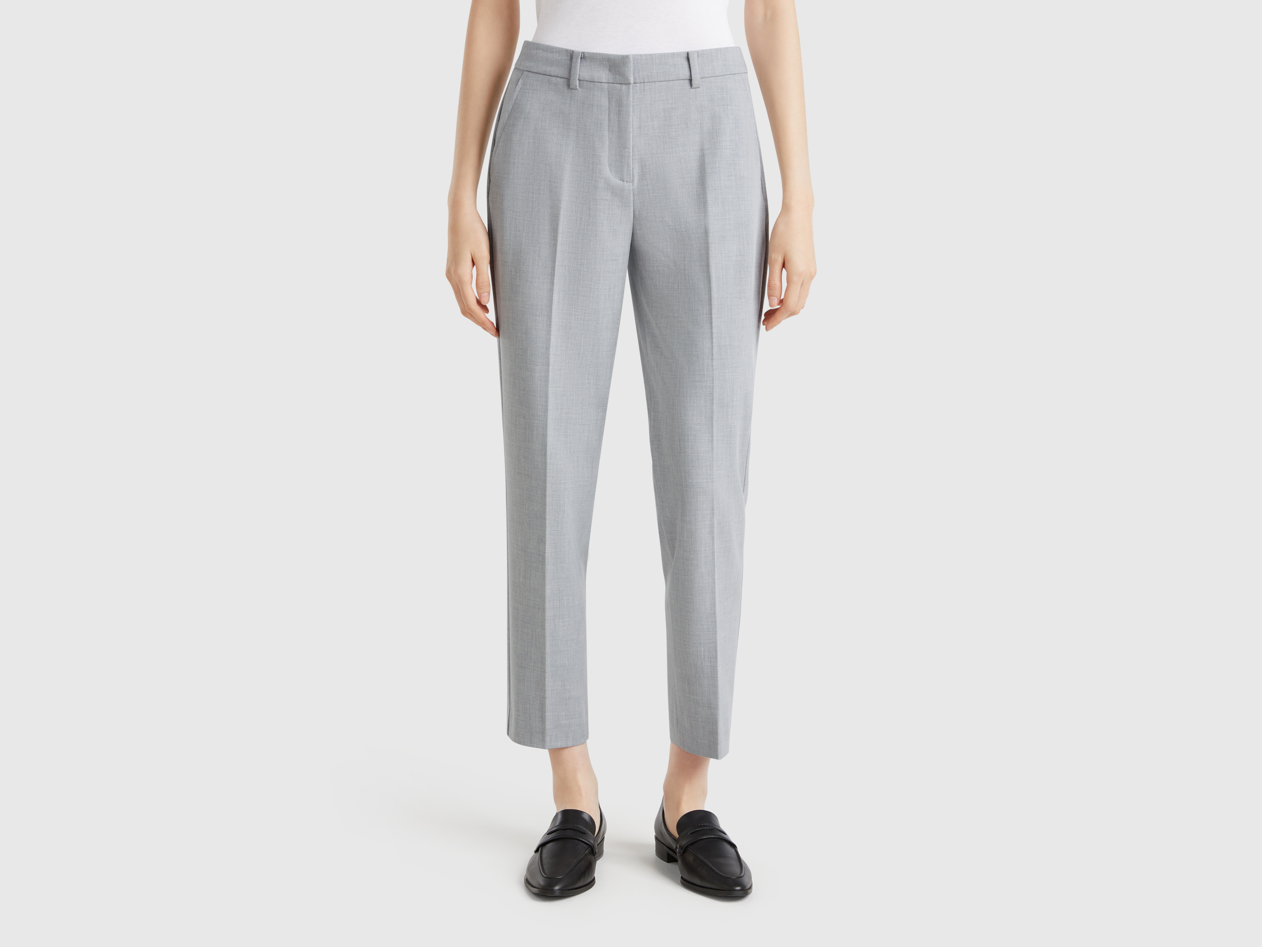 Benetton, Παντελόνι Ριχτό Slim Fit, size , Γκρι, Γυναικεία φωτογραφία