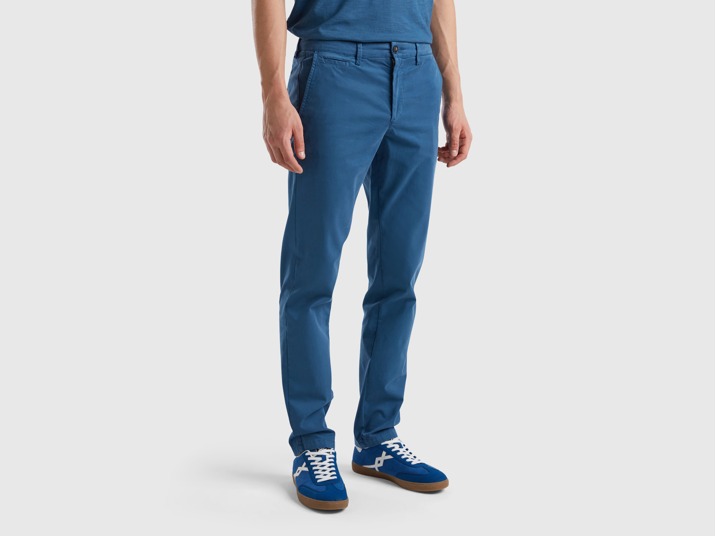 Benetton, Air Force Blue Slim Fit Chinos, size 36, Air Force Blue, Men