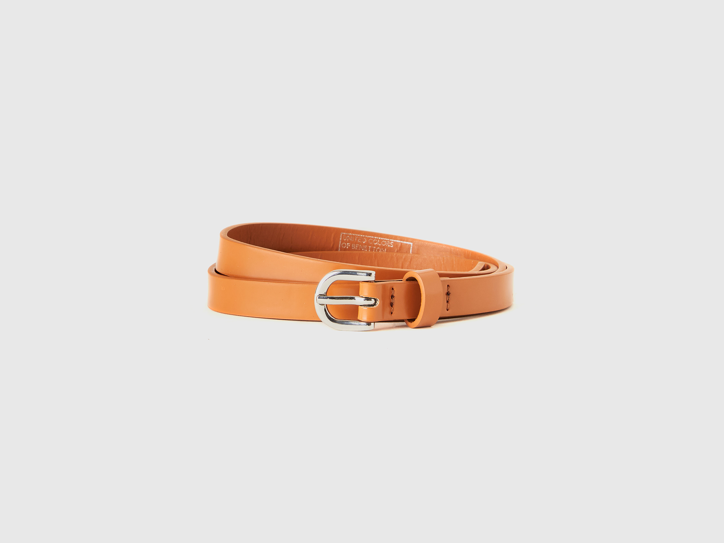 Benetton, Cintura Bassa Effetto Vernice, Marrone, Donna