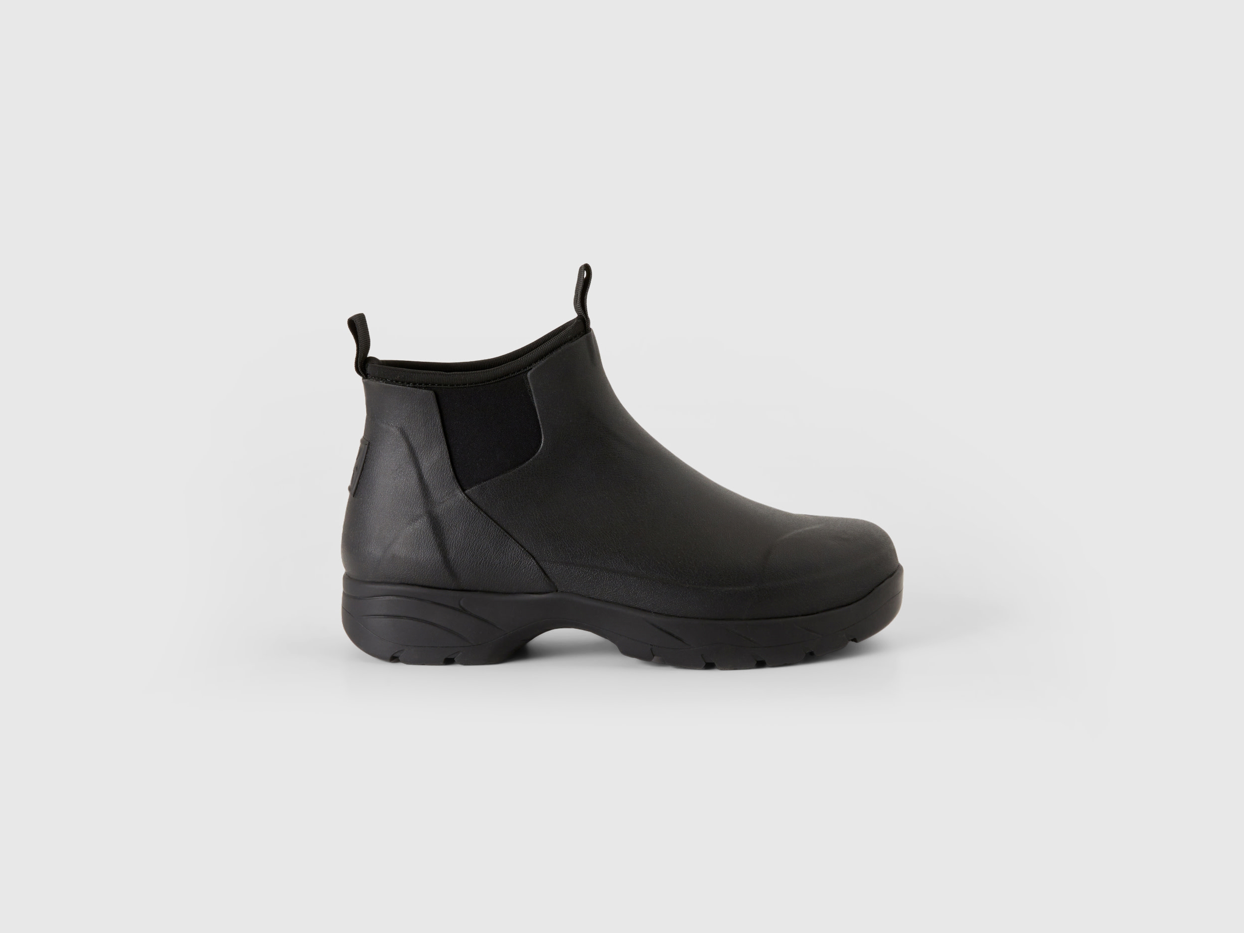 Benetton, Black Rubber Ankle Boots, size 6, Black, Women