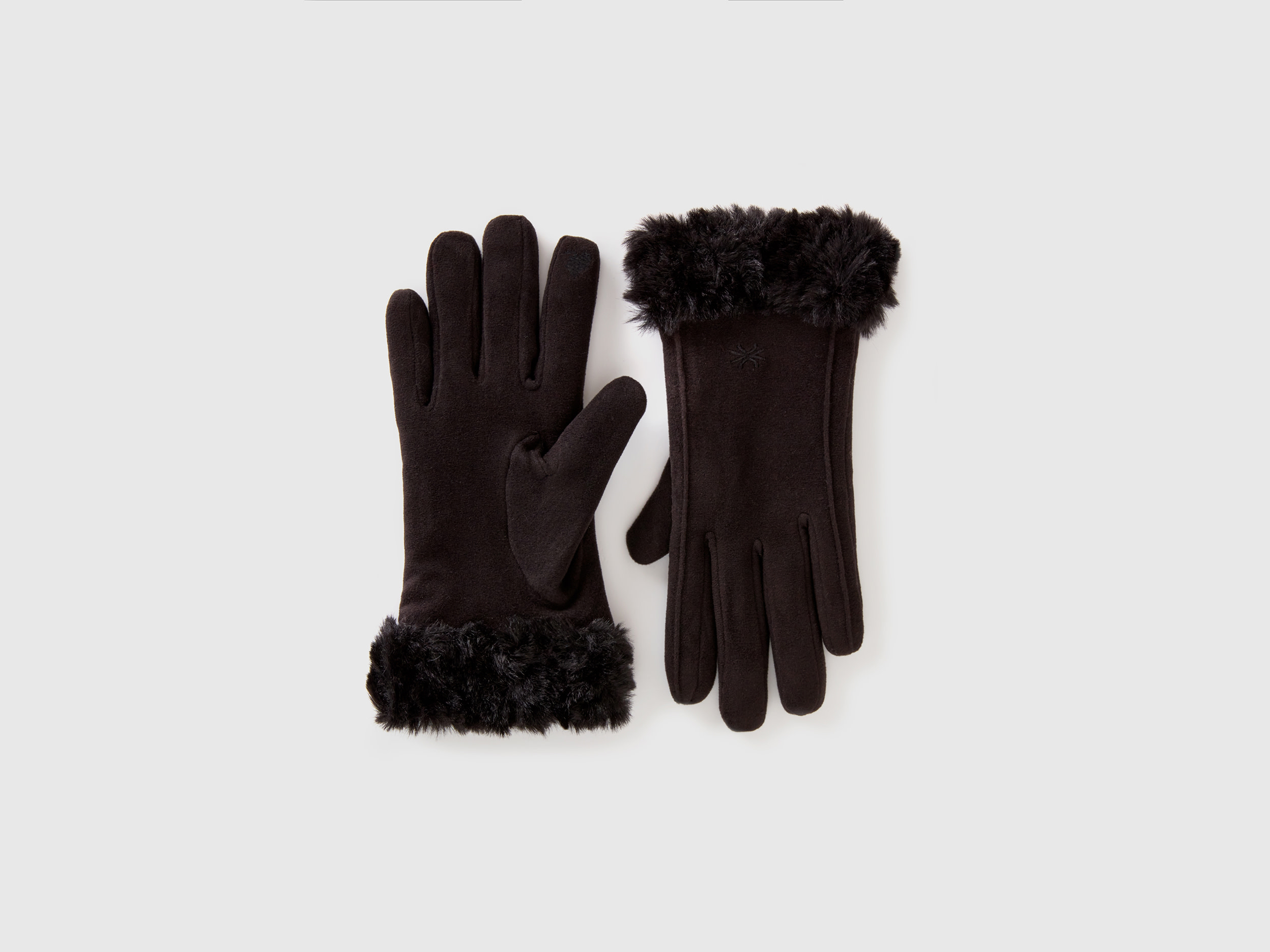 Benetton, Lined Gloves, size S, Black, Women