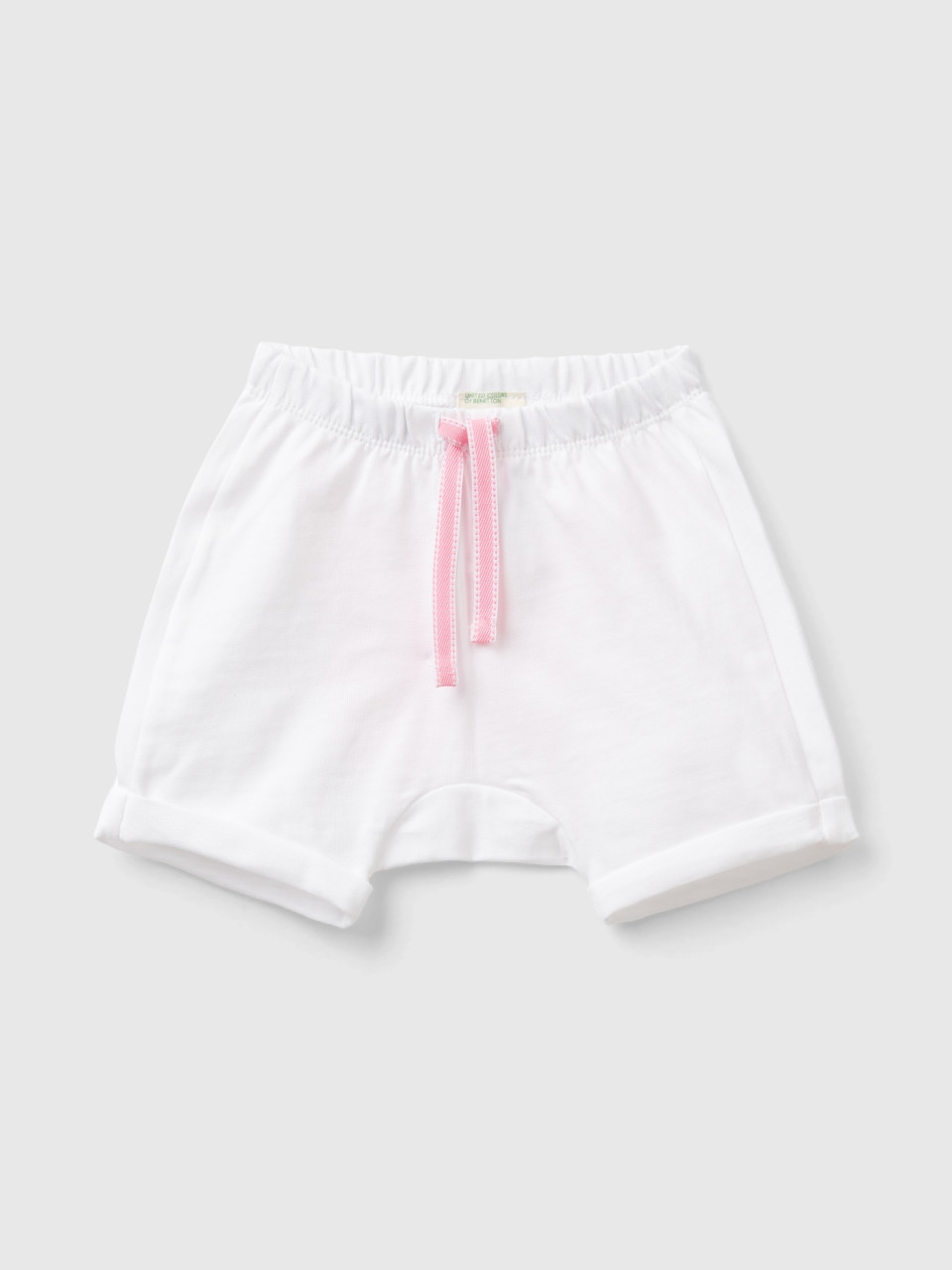 Benetton, Shorts With Patch On The Back, White, Kids