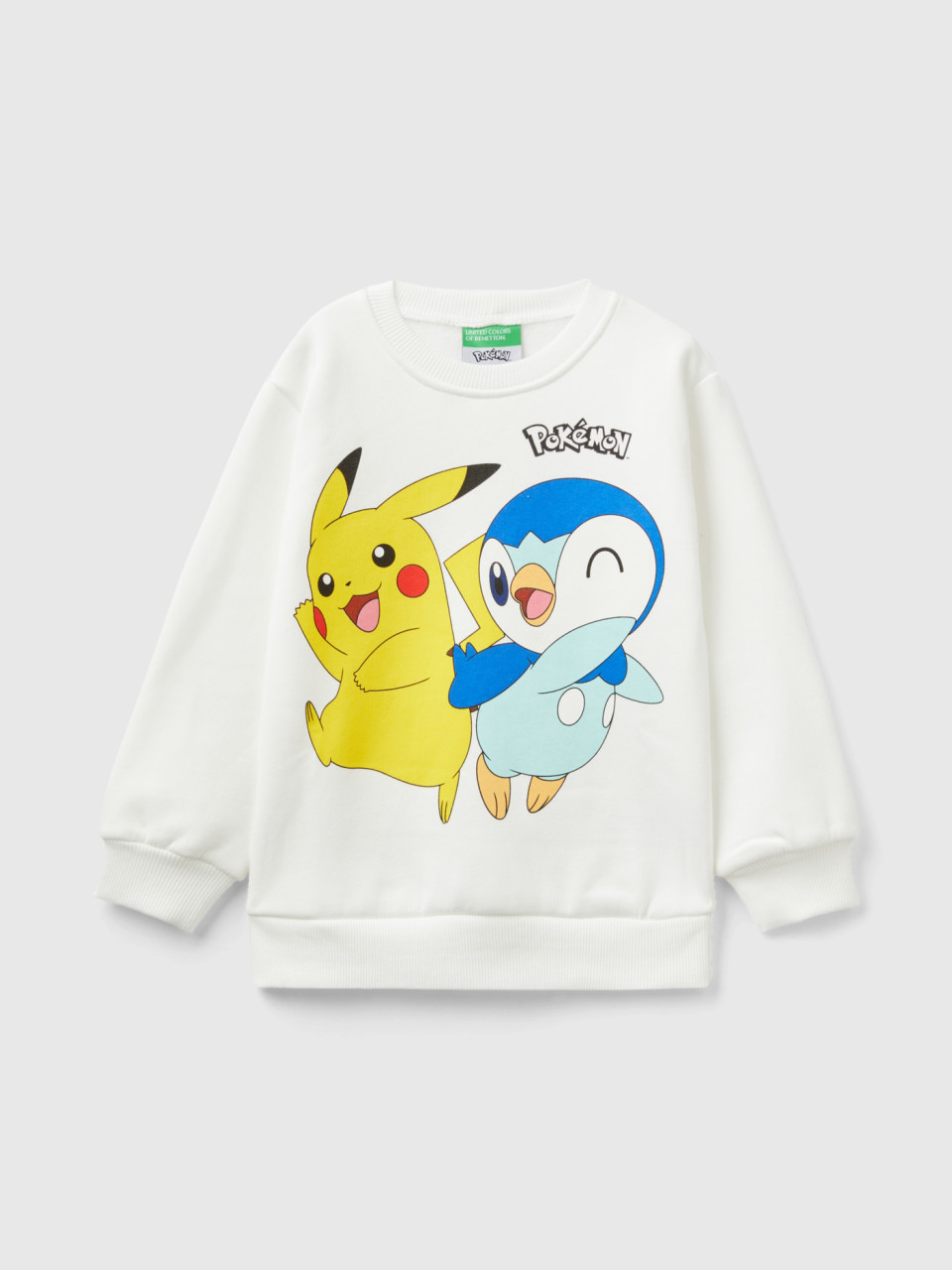 Benetton, Warm Oversized Fit Pokémon Sweatshirt, White, Kids