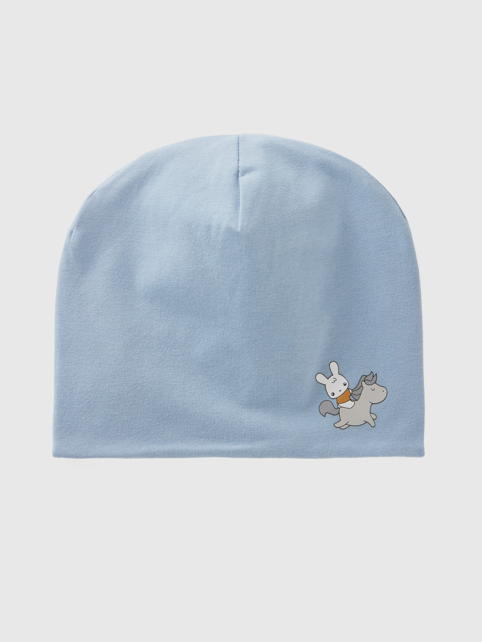 Benetton, Cotton Hat With Print, Sky Blue, Kids