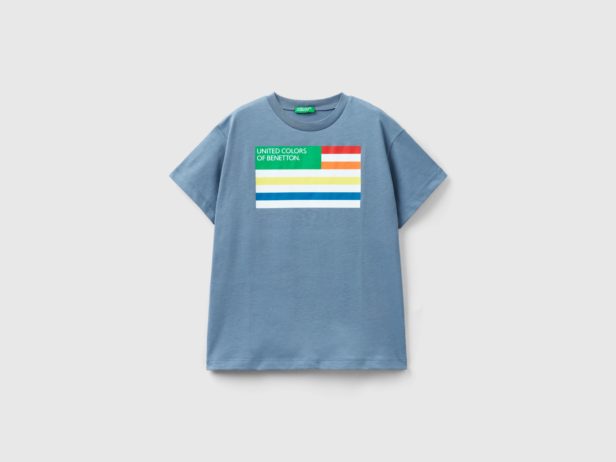 Benetton, 100% Organic Cotton T-shirt, size L, Air Force Blue, Kids