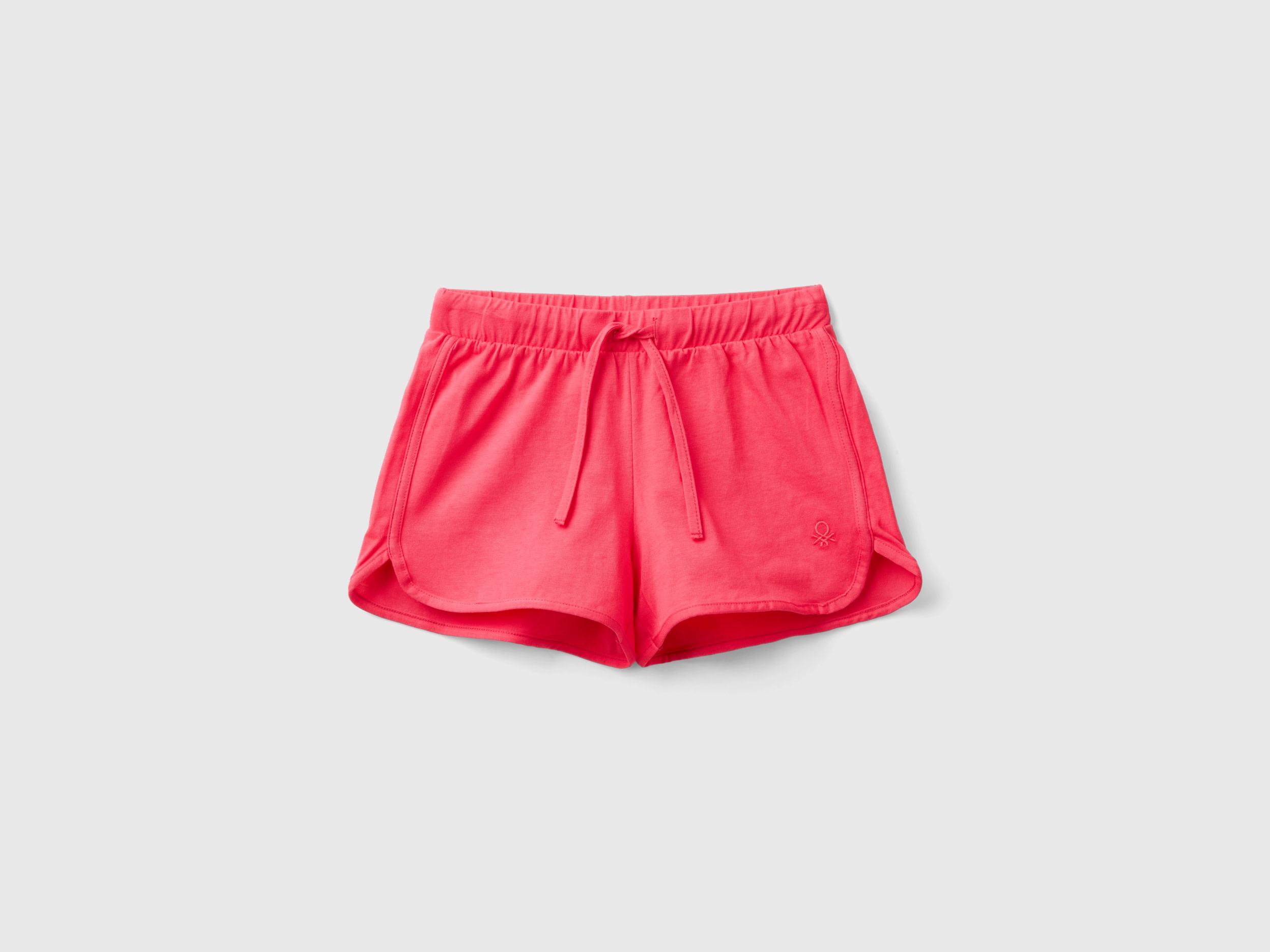 Image of Benetton, Runner Style Shorts In Organic Cotton, size M, Fuchsia, Kids