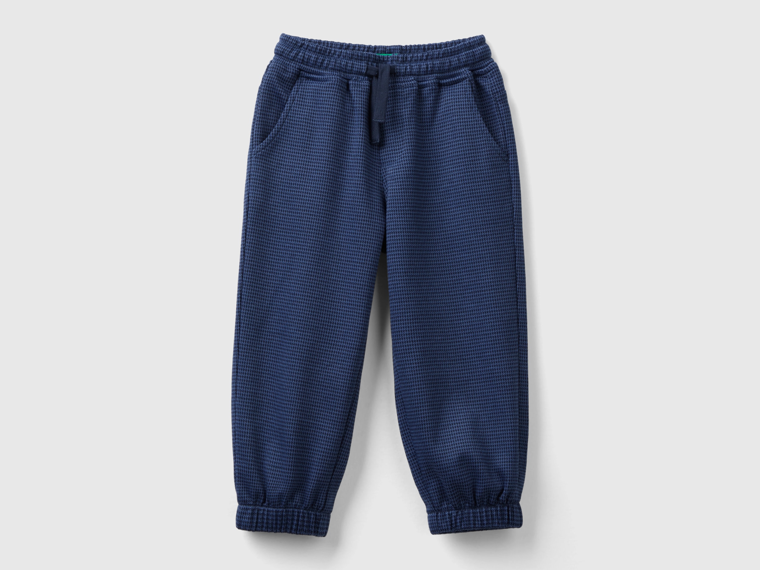 Benetton, Oversized Fit Houndstooth Trousers, size 5-6, Dark Blue, Kids
