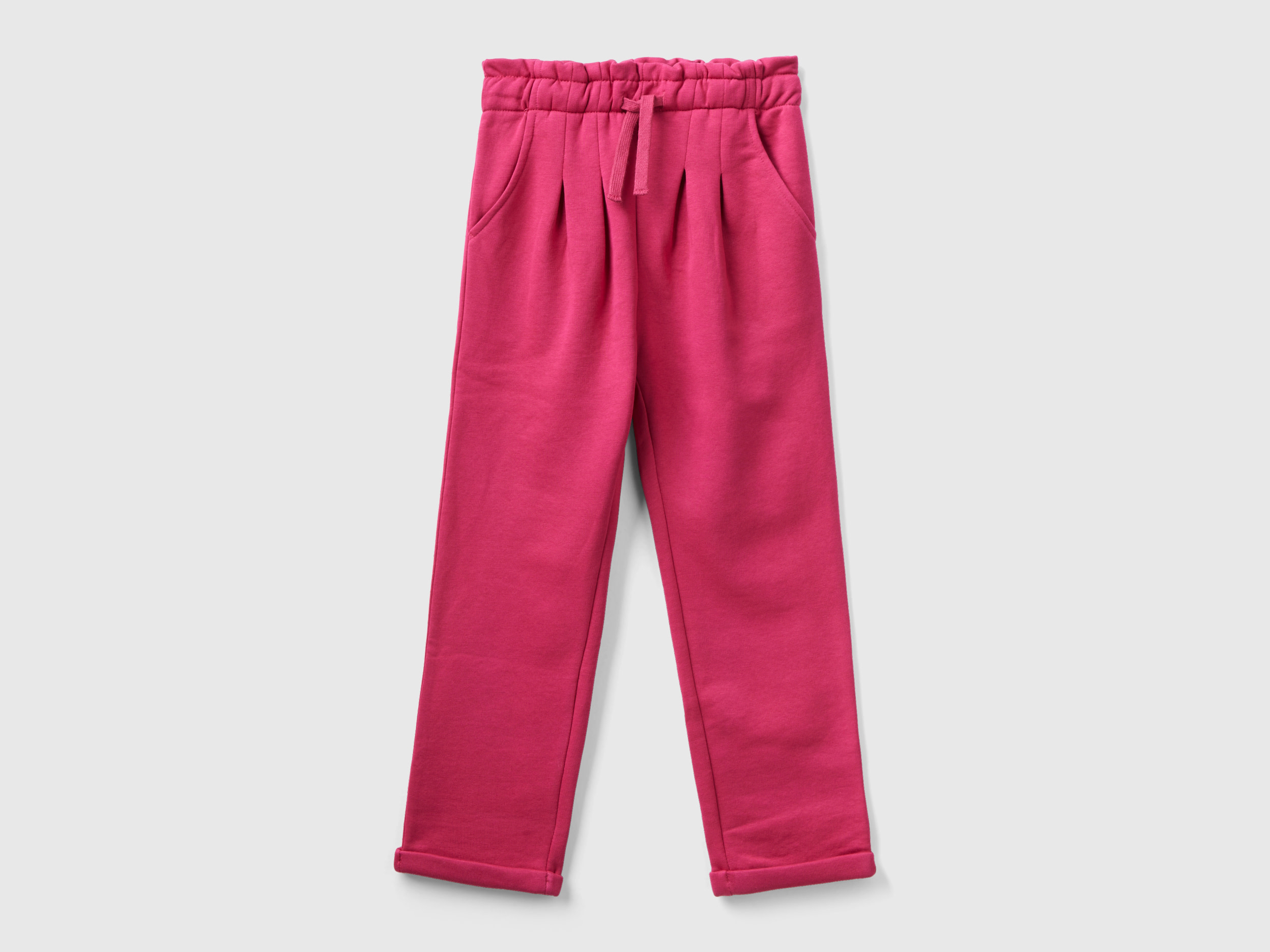 Benetton, Paperbag Trousers In Warm Sweat Fabric, size 3XL, Cyclamen, Kids