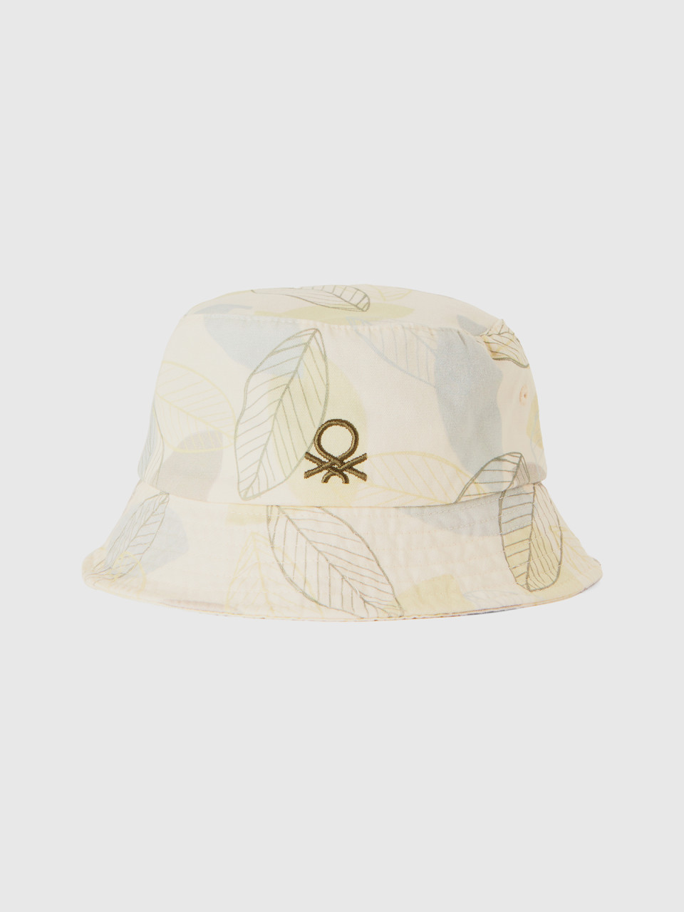 Benetton, Bucket Hat With Leaf Print, Creamy White, Kids