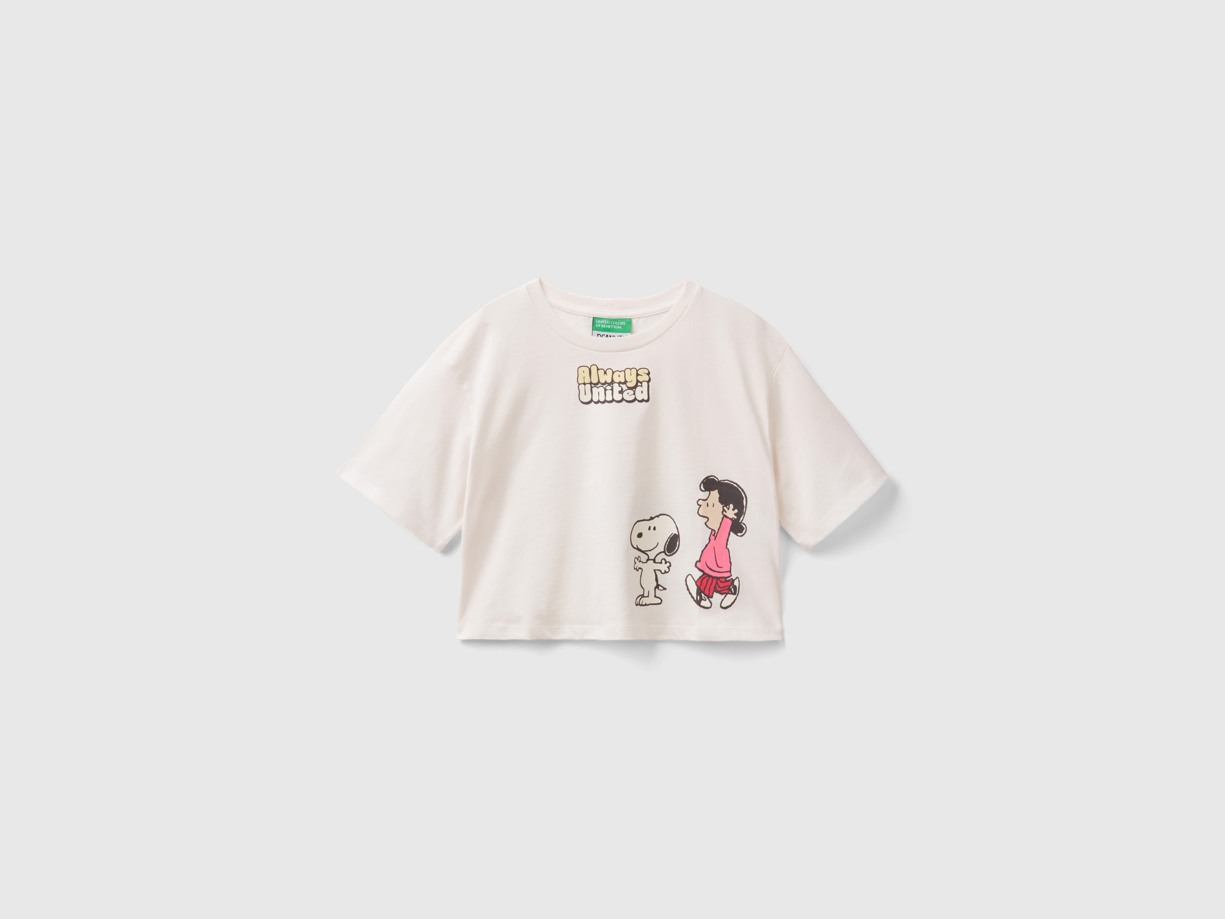 Benetton, T-shirt Cropped ©peanuts, Bianco Panna, Bambini