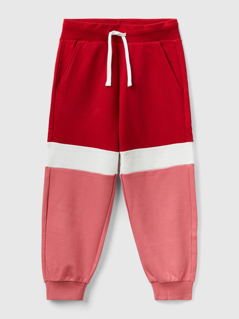 Benetton, Pink And Red Joggers, Brick Red, Kids