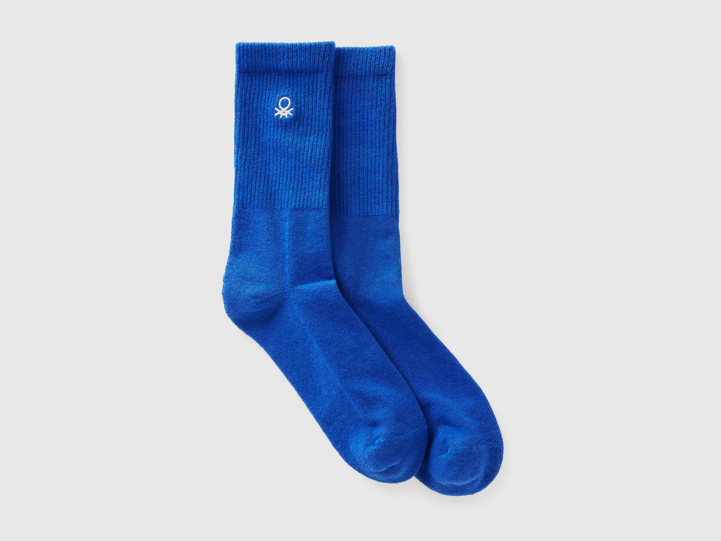 Benetton, Calzini Sportivi In Misto Cotone Bio, Bluette, Donna