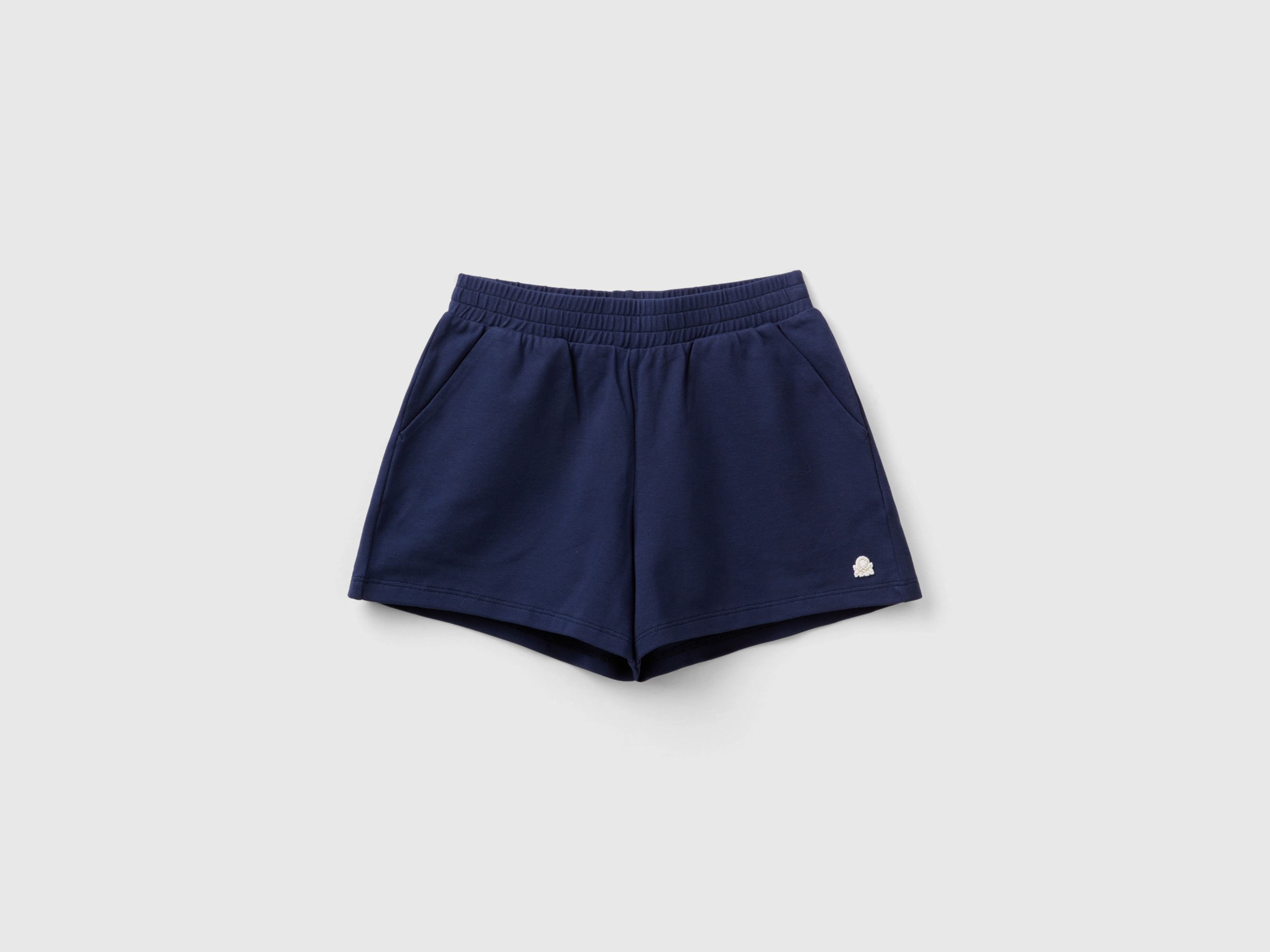 Image of Benetton, Stretch Organic Cotton Shorts, size 3XL, Dark Blue, Kids