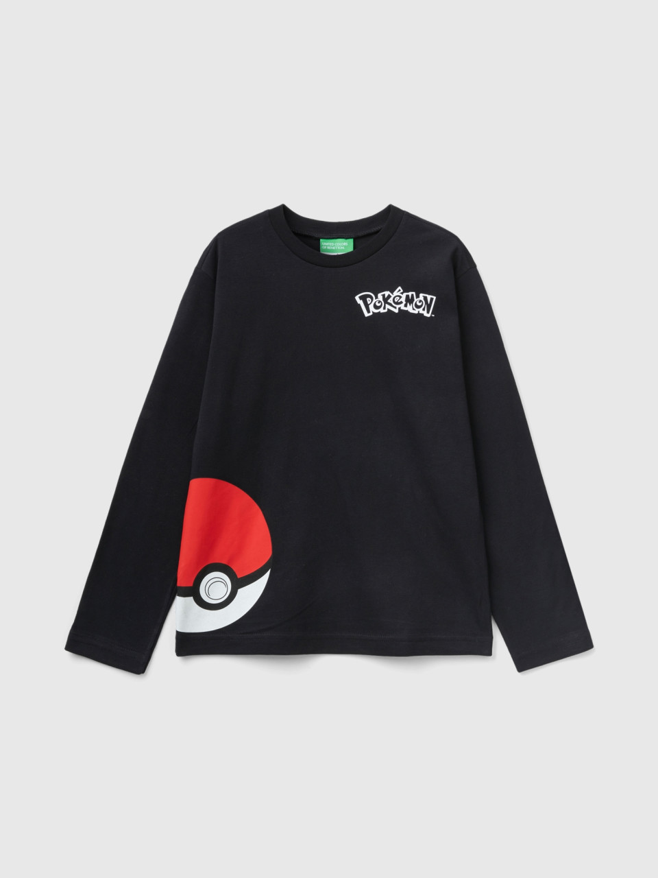 Benetton, T-shirt Pokémon 100 % Coton, Noir, Enfants