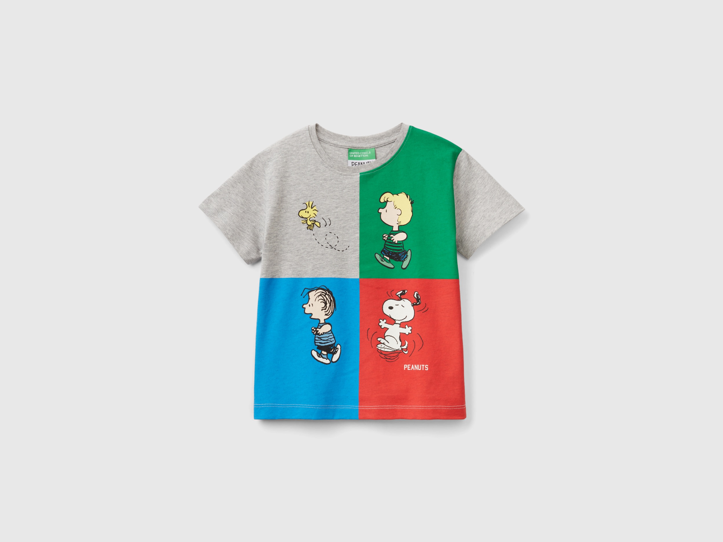 Benetton, T-shirt ©peanuts In Puro Cotone, Grigio, Bambini