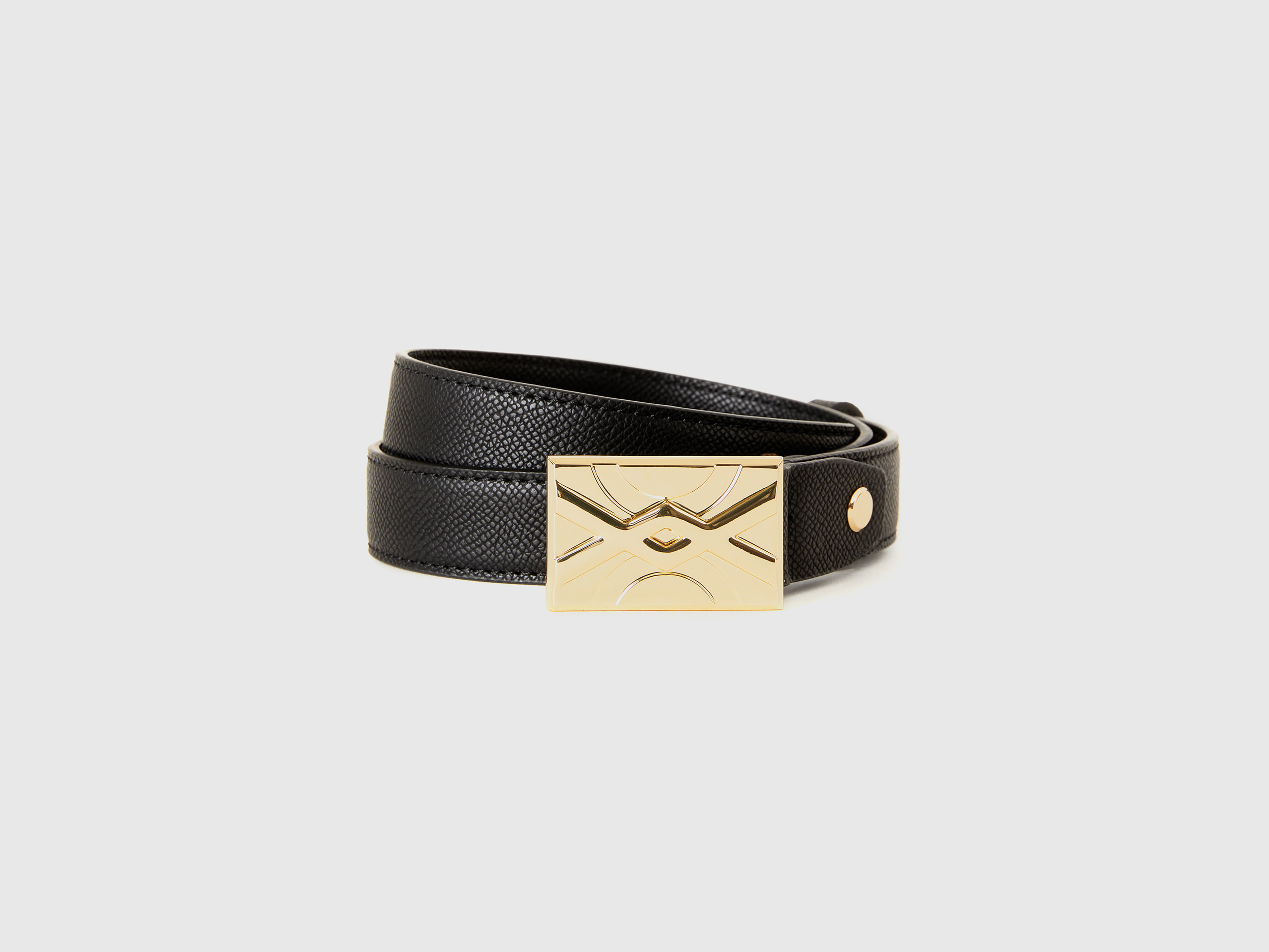 Benetton, Cintura Sottile Nera, Nero, Donna
