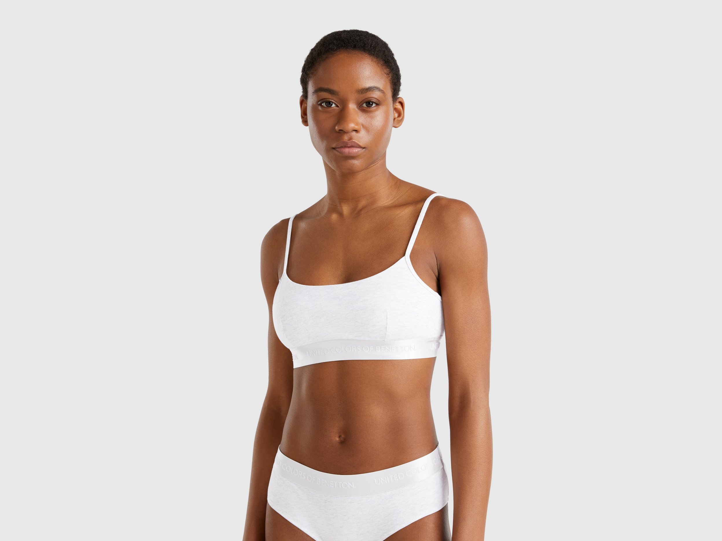 Benetton, Bra In Stretch Cotton, size 38, Gray, Women