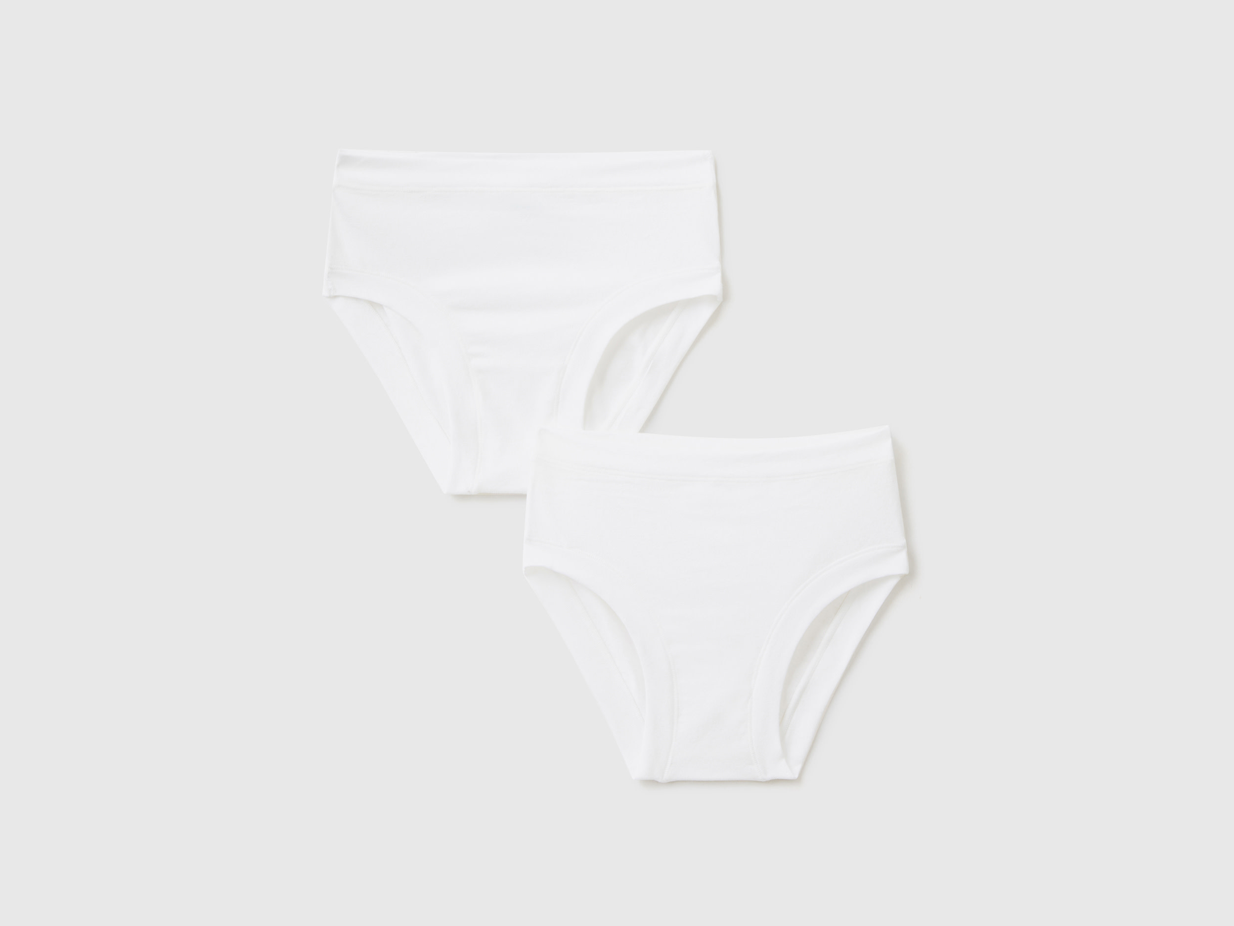 Benetton, Two Underwear In Stretch Organic Cotton, size L-XL, White, Kids