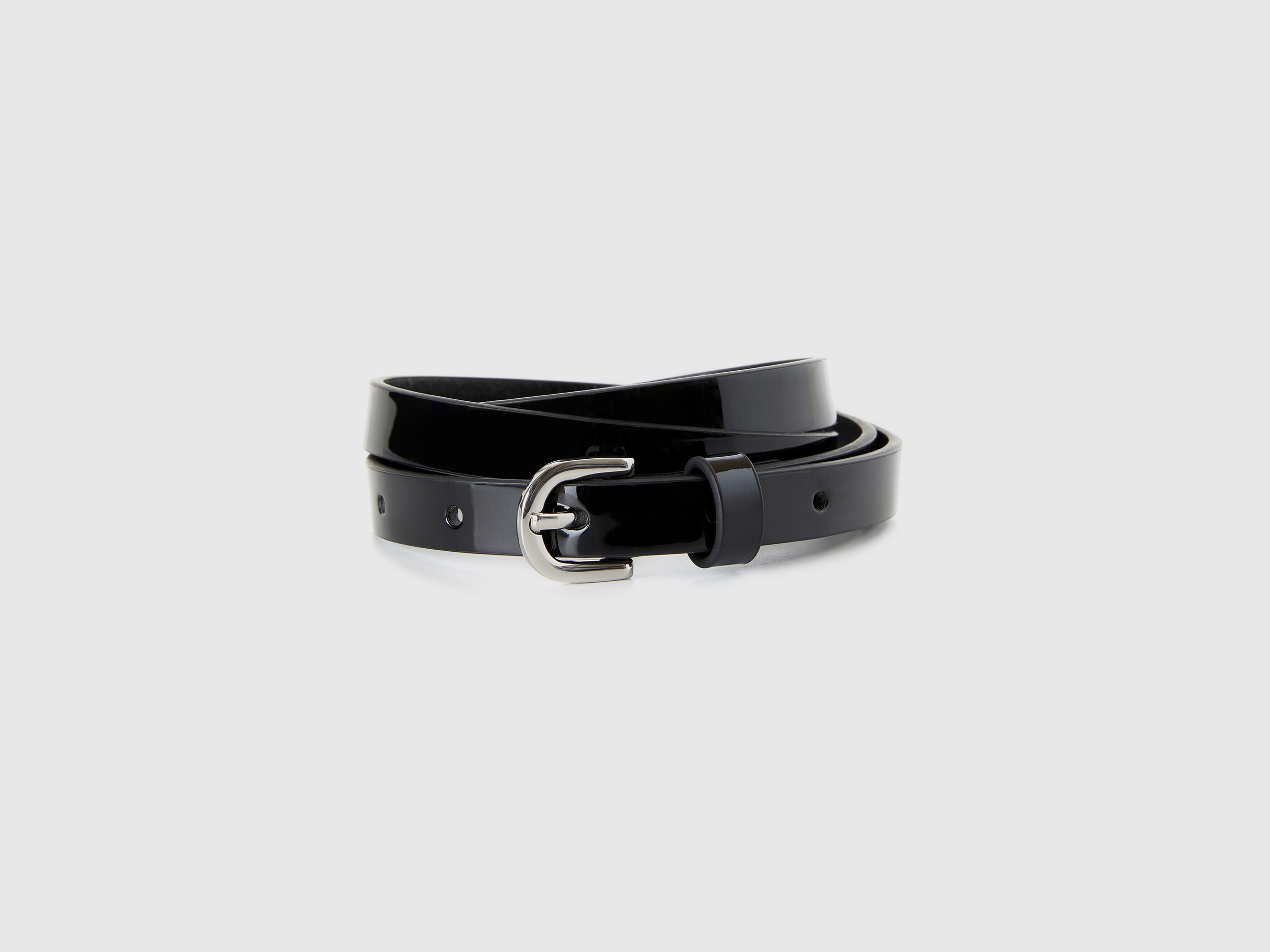 Benetton, Cintura Bassa Nera In Vernice, Nero, Donna