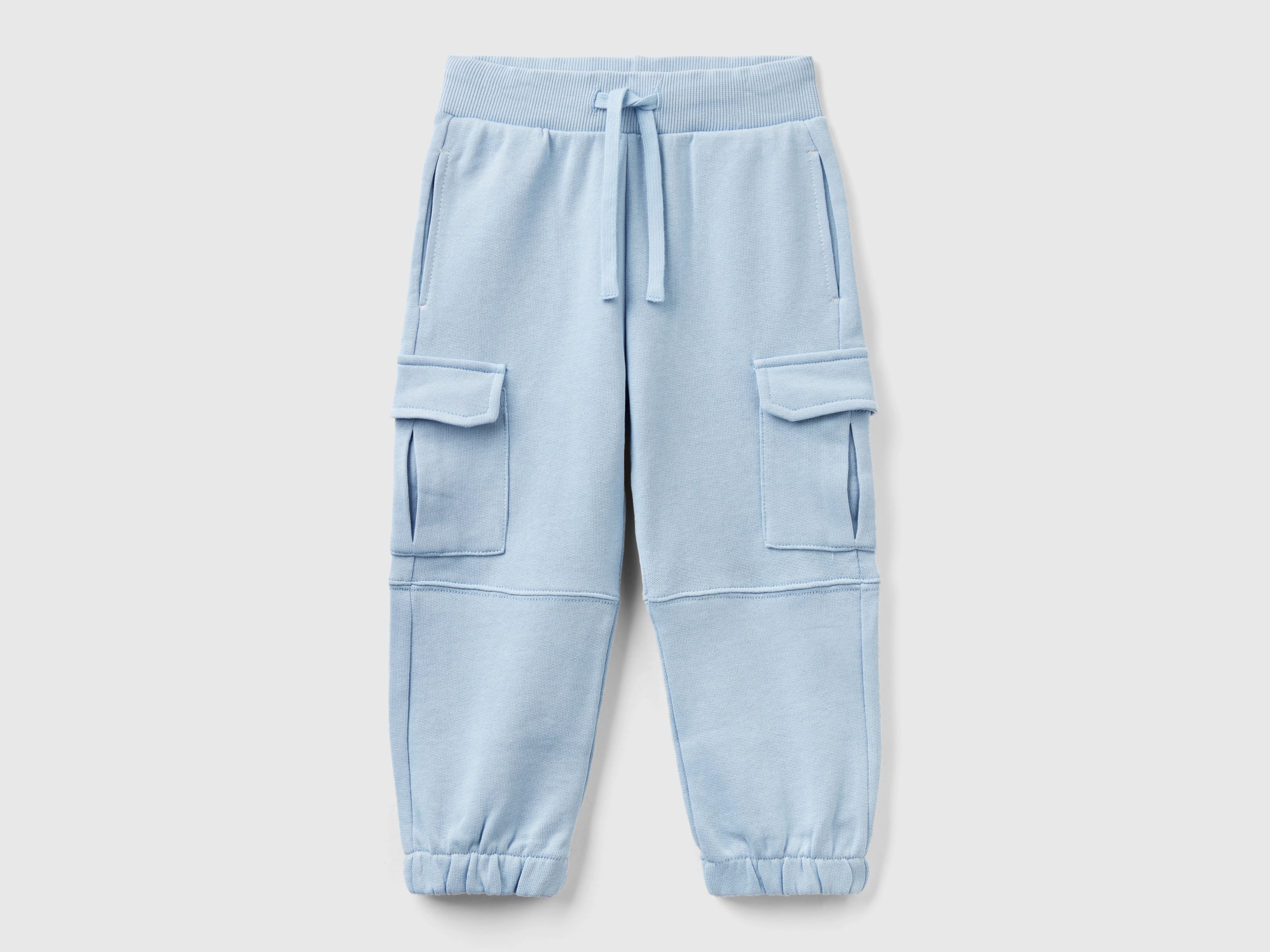 Benetton, Sweat Cargo Pants, size 5-6, Sky Blue, Kids