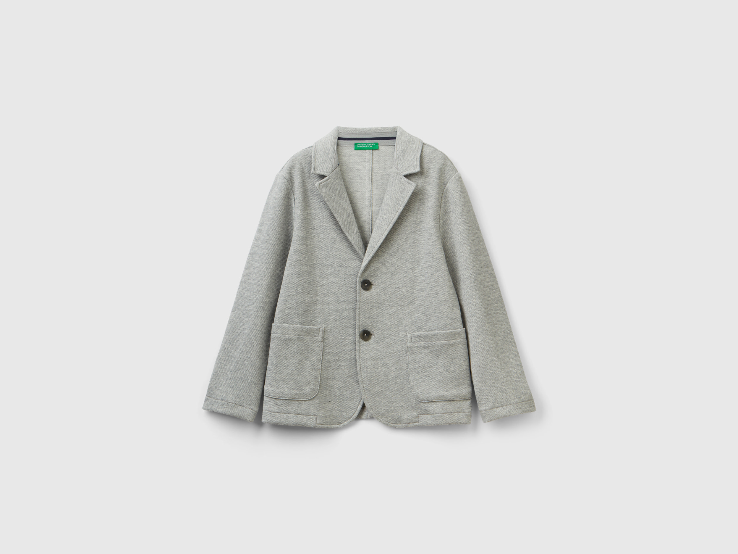 Benetton, Slim Fit Blazer With Pockets, size S, Light Gray, Kids