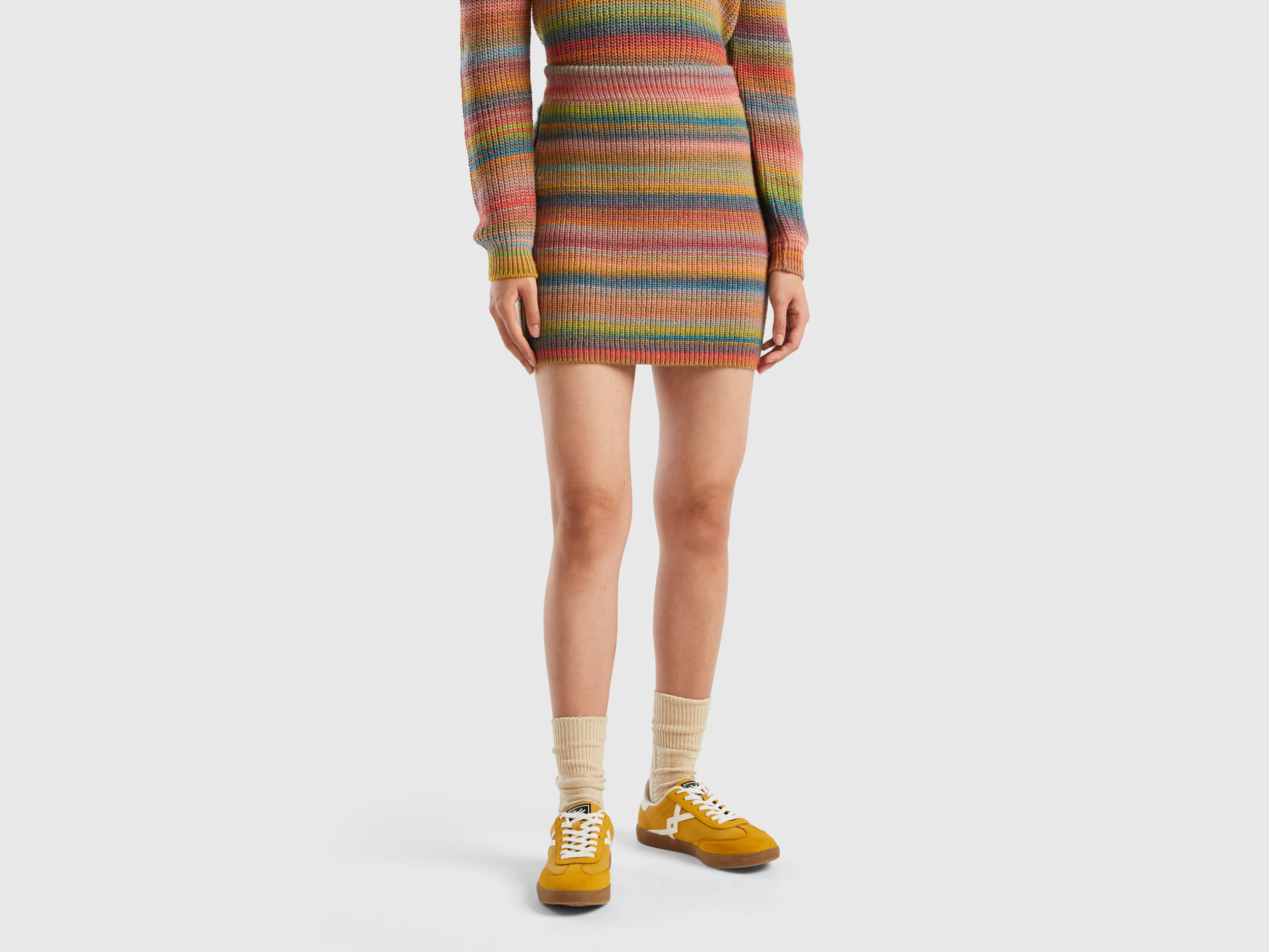 Benetton, Striped Knit Mini Skirt, size M, Multi-color, Women