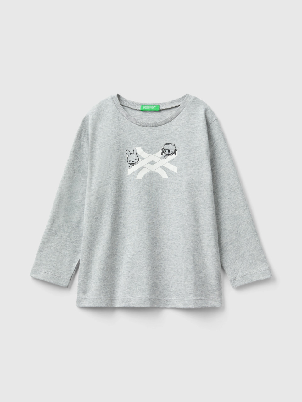 Benetton, Crew Neck T-shirt In Warm Organic Cotton, Gray, Kids