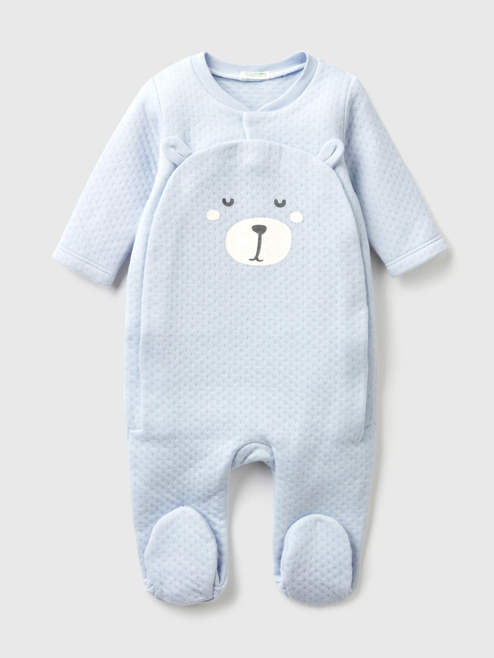 Benetton, Teddy Bear Onesie With Quilted Look, Sky Blue, Kids