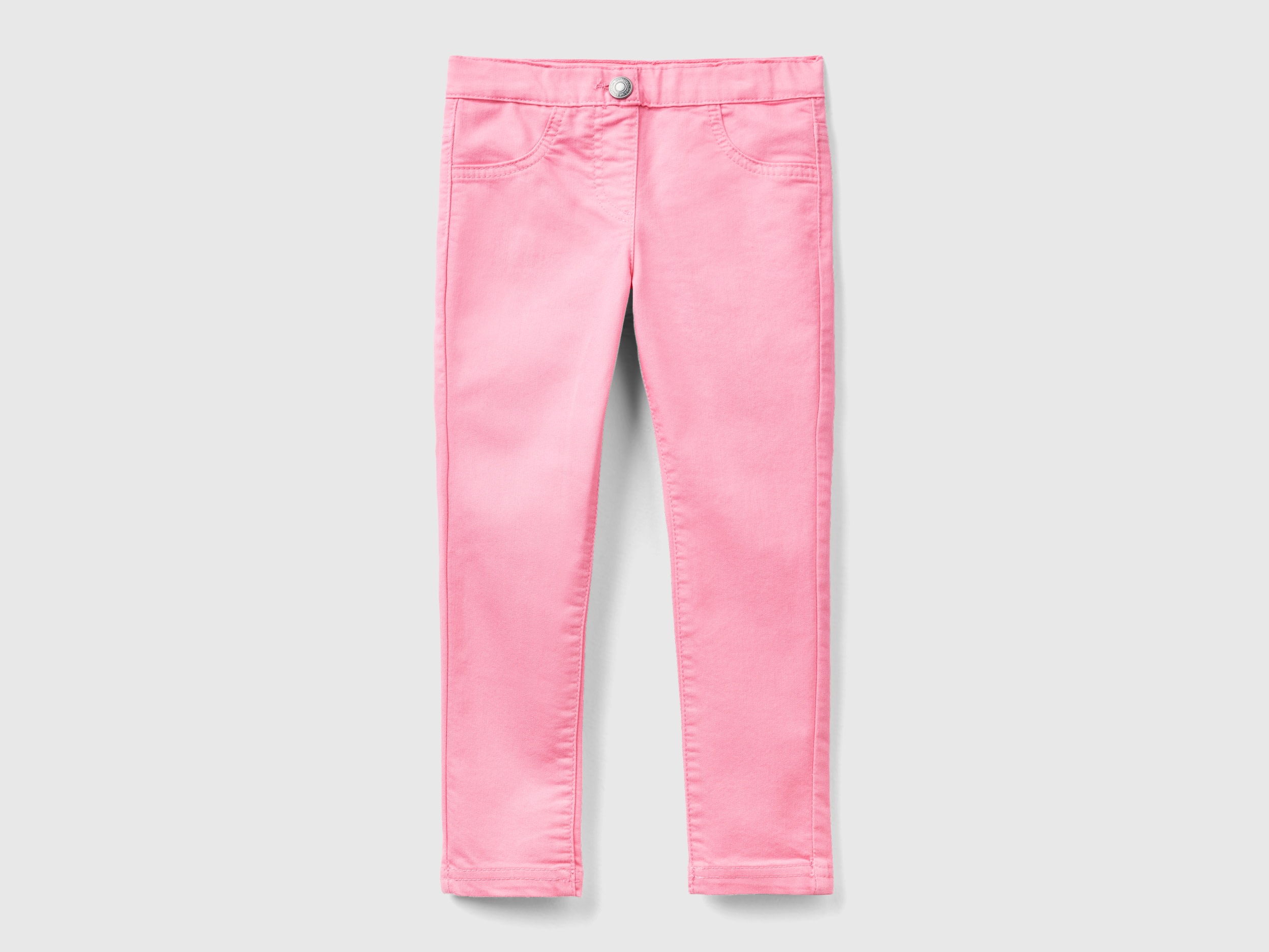 Benetton, Jeggings In Stretch Cotton Blend, size 4-5, Pink, Kids